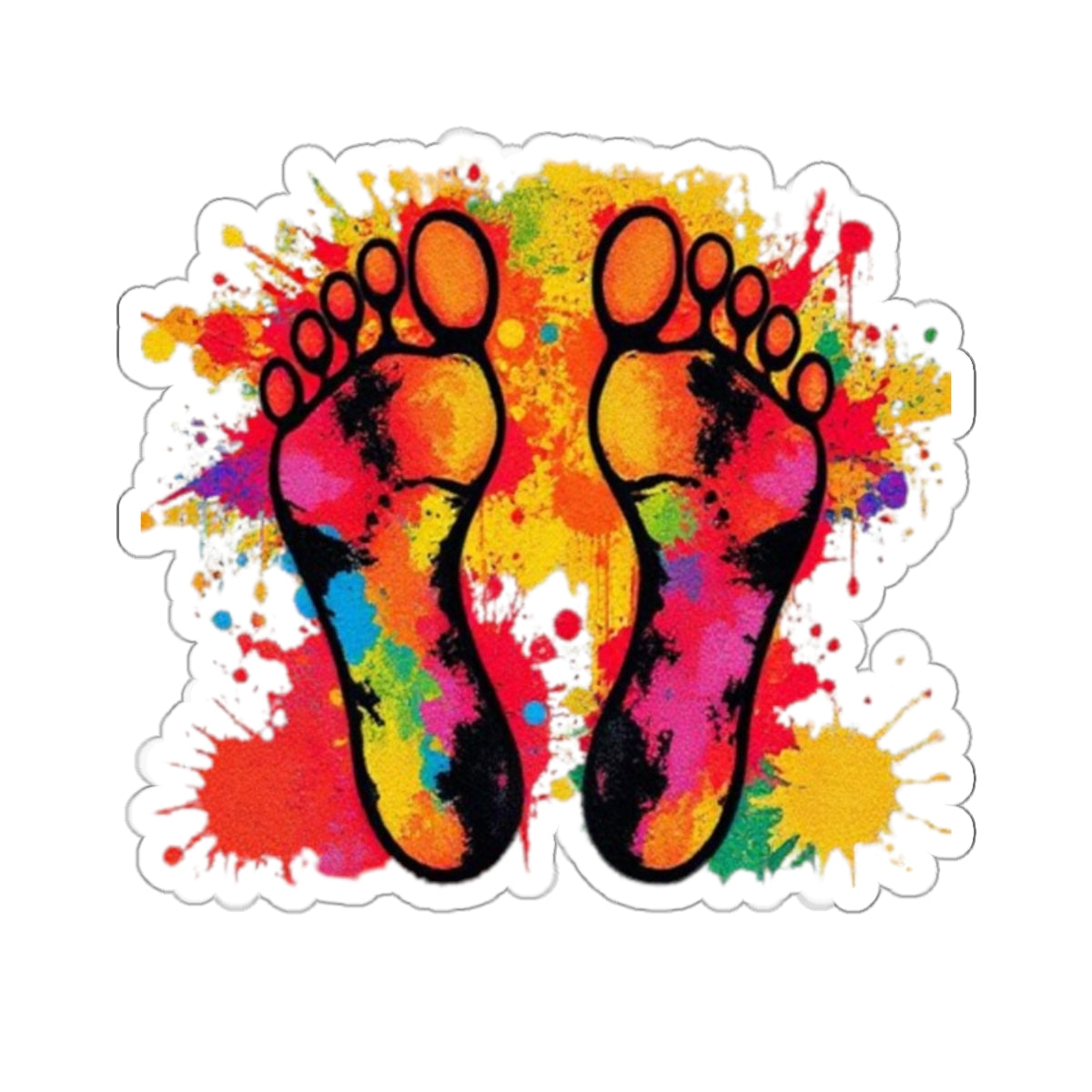 Die-Cut Stickers - Rainbow Feet Splattered Paint - EqualiTees.Me