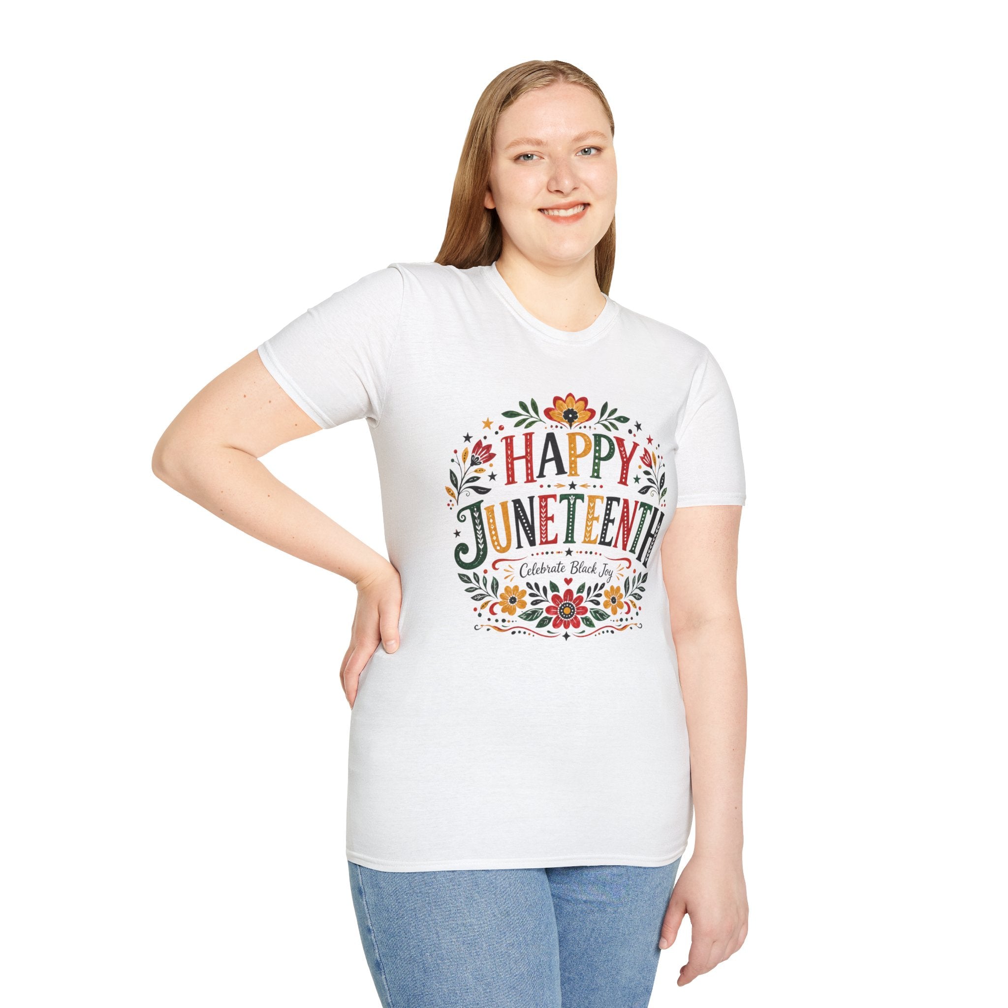 Juneteenth T-Shirt — "Happy Juneteenth" Floral Celebration Tee