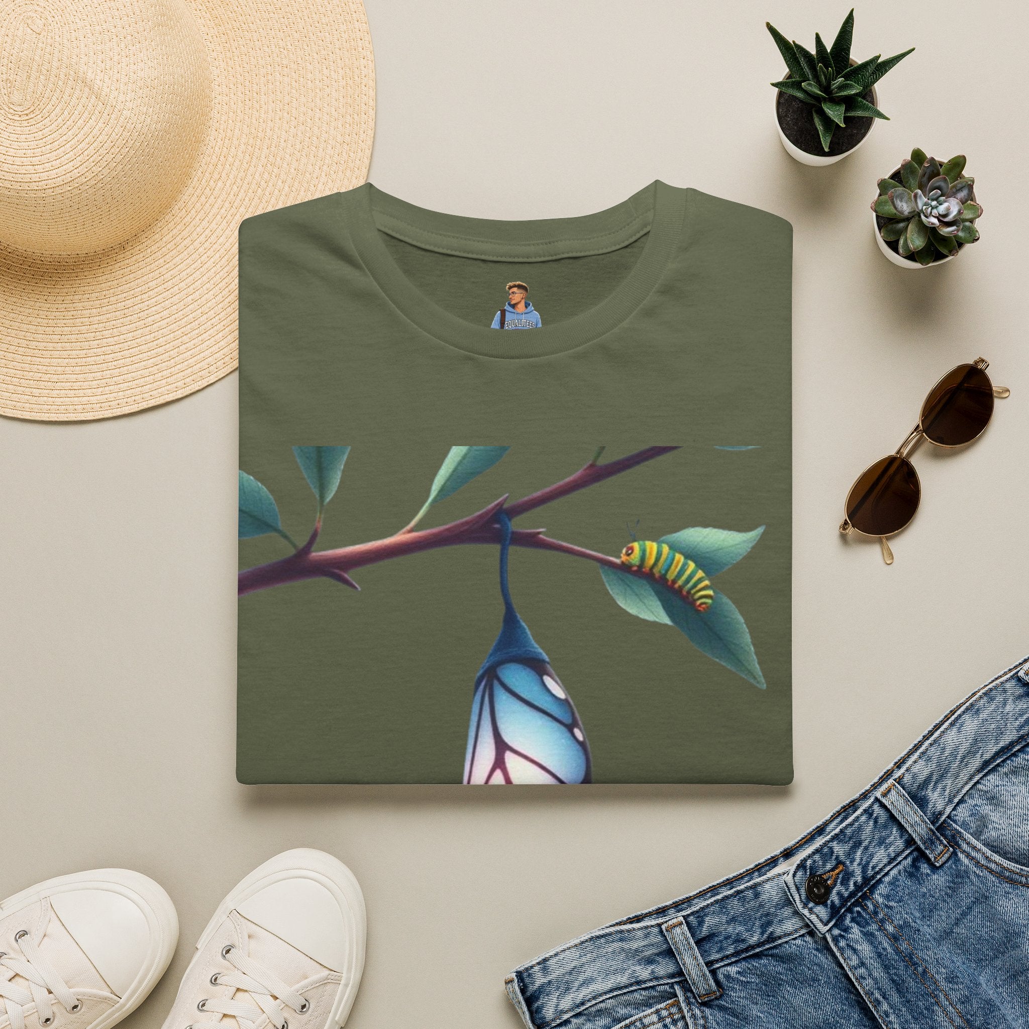 Trans Caterpillar to Butterfly Graphic T-Shirt