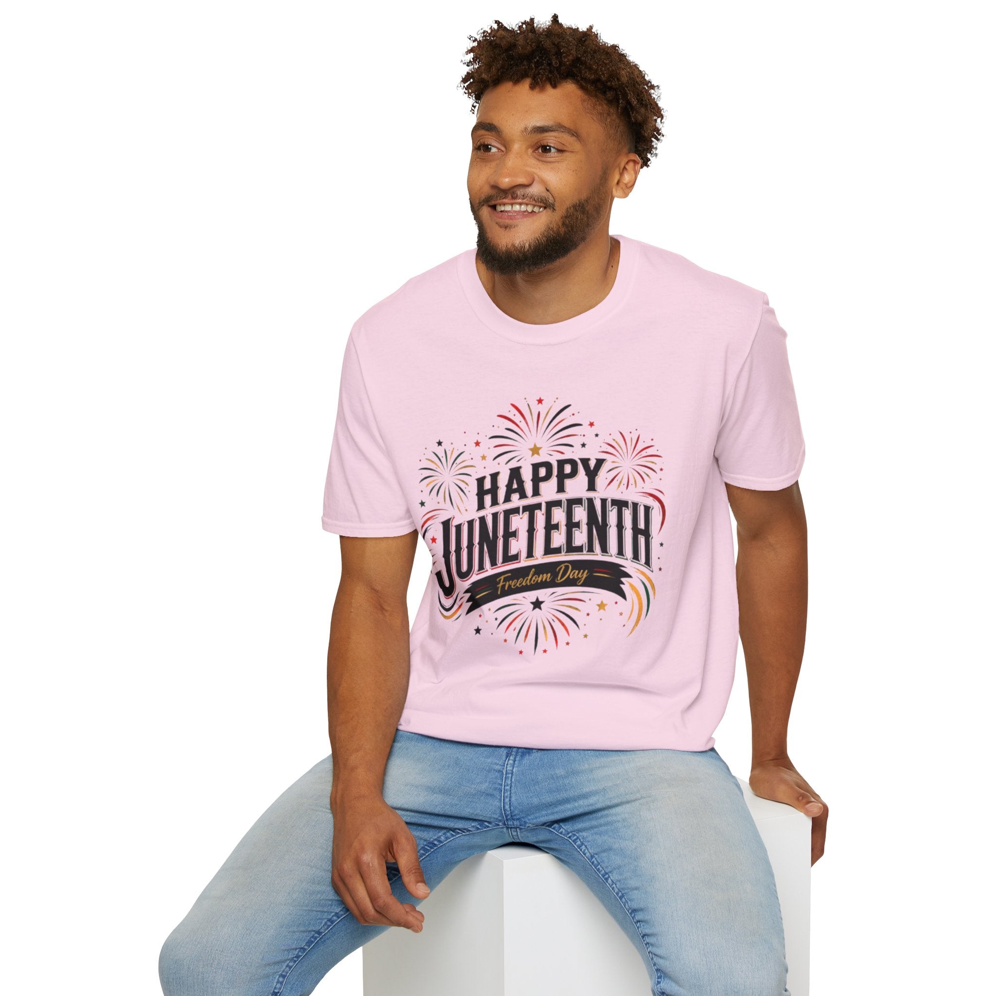 Juneteenth T-Shirt - "Happy Juneteenth" Fireworks Celebration Tee