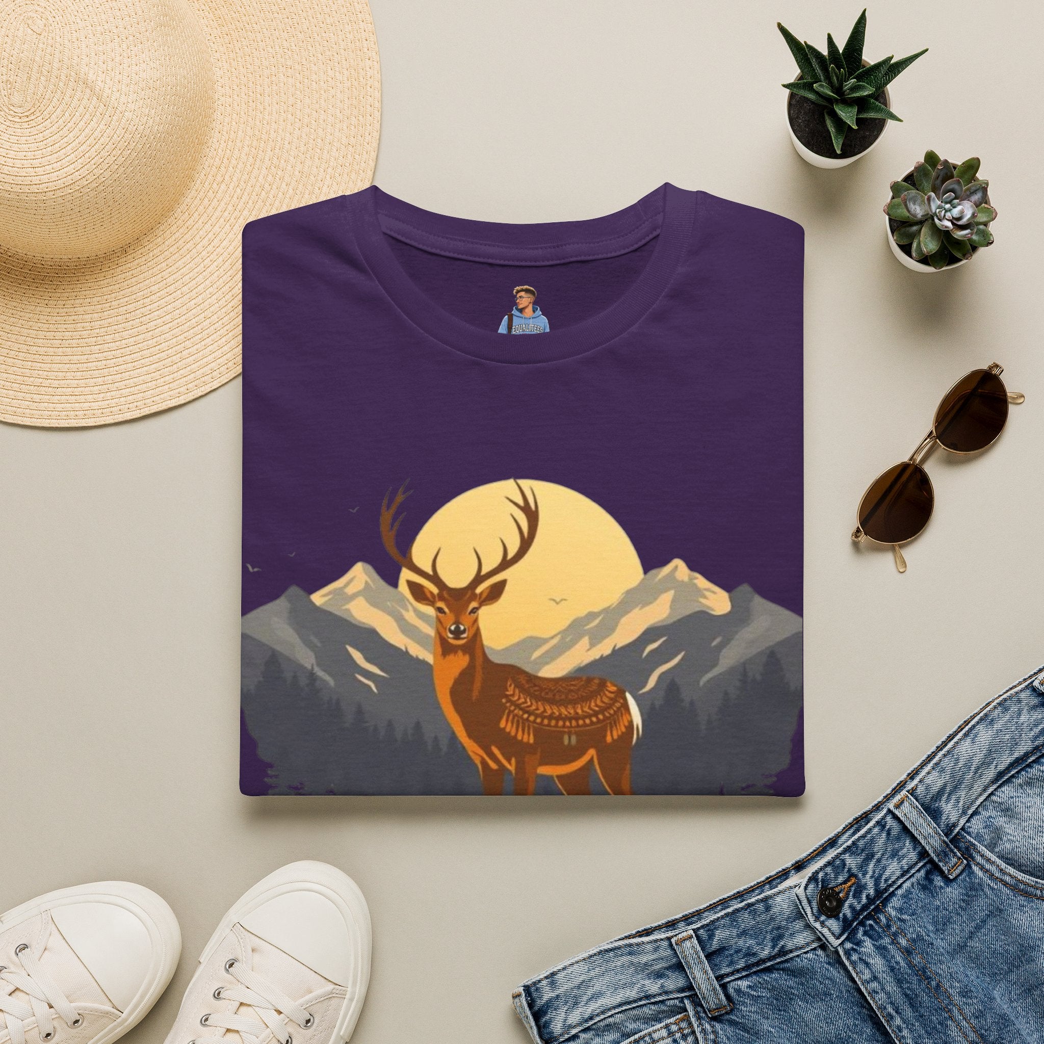 Mountain Sunset Deer Unisex Softstyle T-Shirt