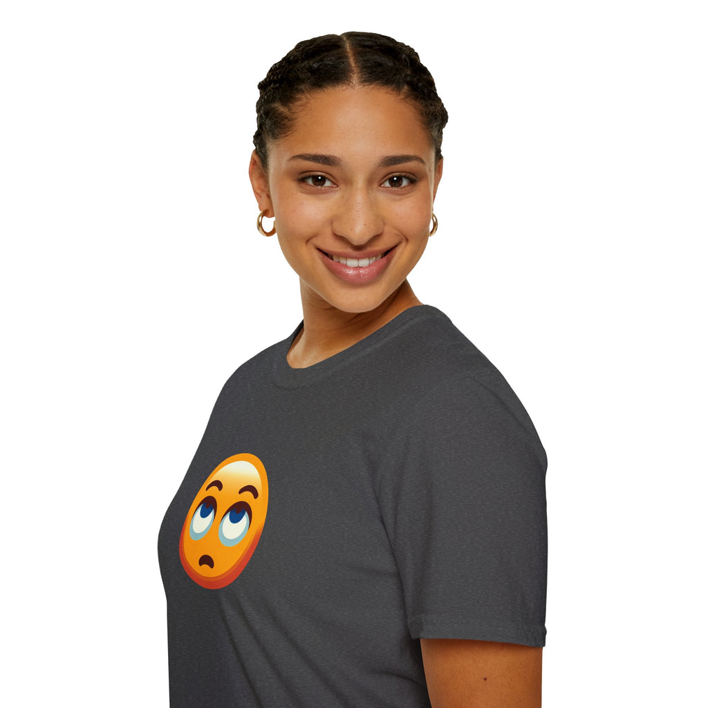 Camiseta unisex de estilo suave con emoji de ojos en blanco | Camiseta gráfica informal para el día a día