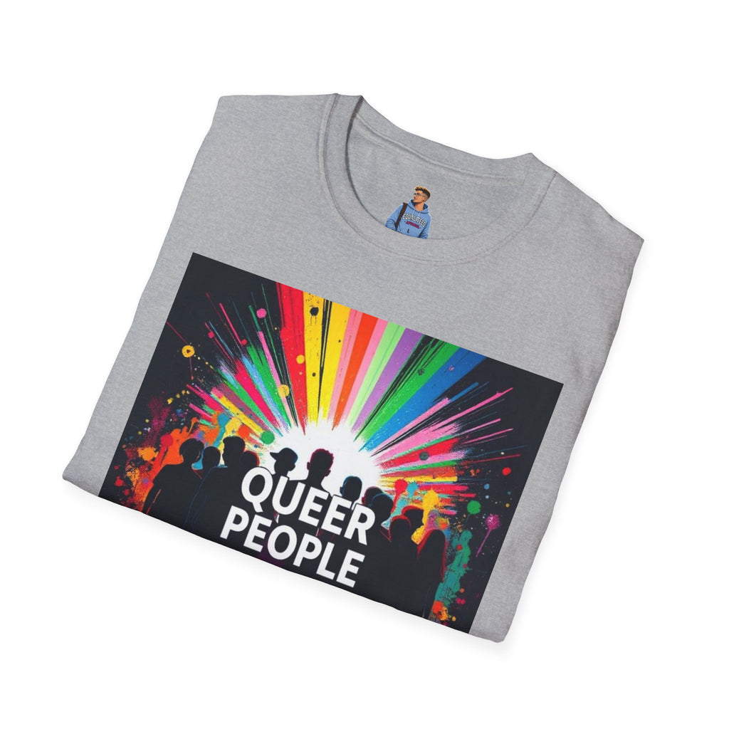 Unisex Softstyle T-Shirt - 'Queer People Belong Everywhere' Pride Graphic Tee