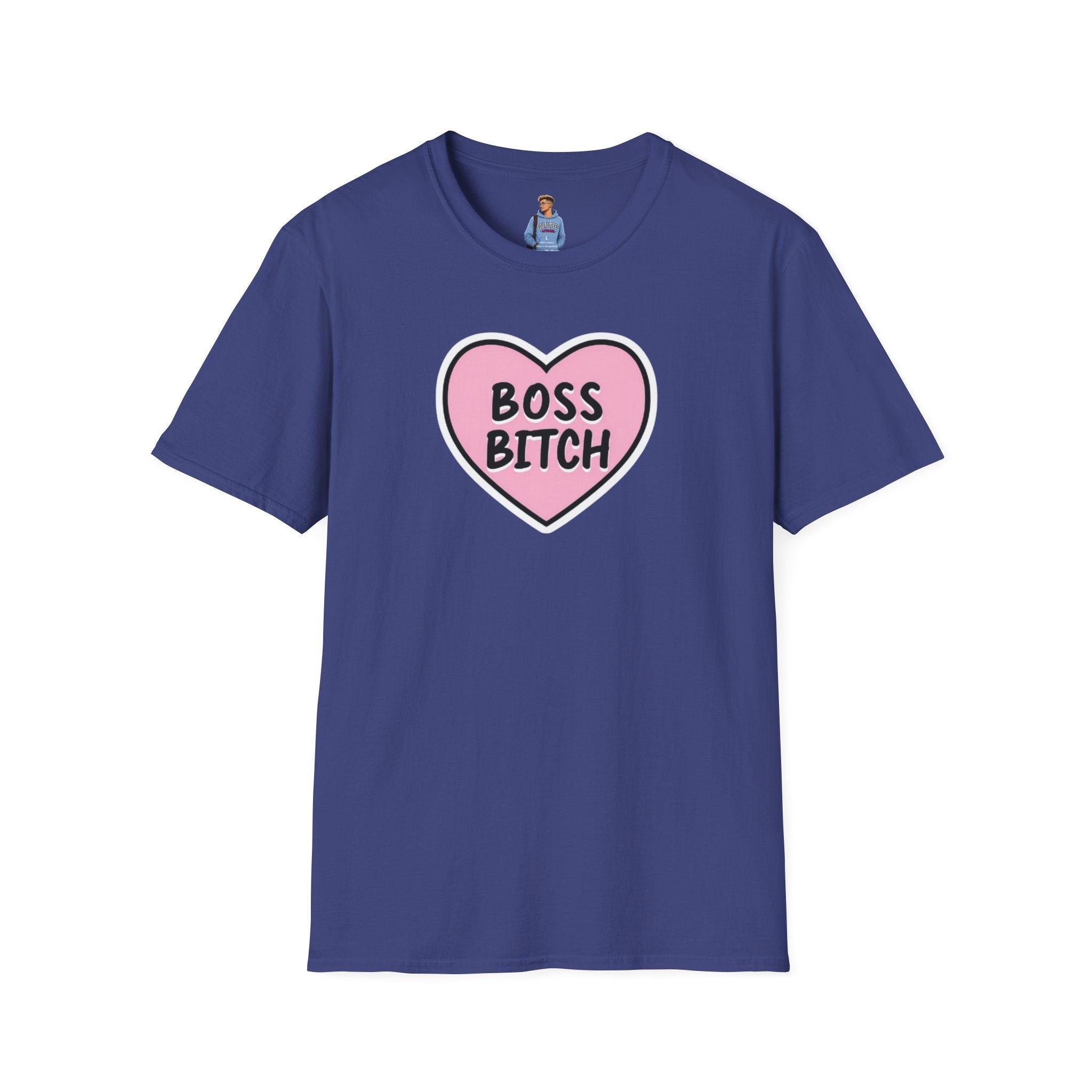 Camiseta unisex de estilo suave con diseño de corazón "Boss Bitch" - Camiseta divertida y llamativa