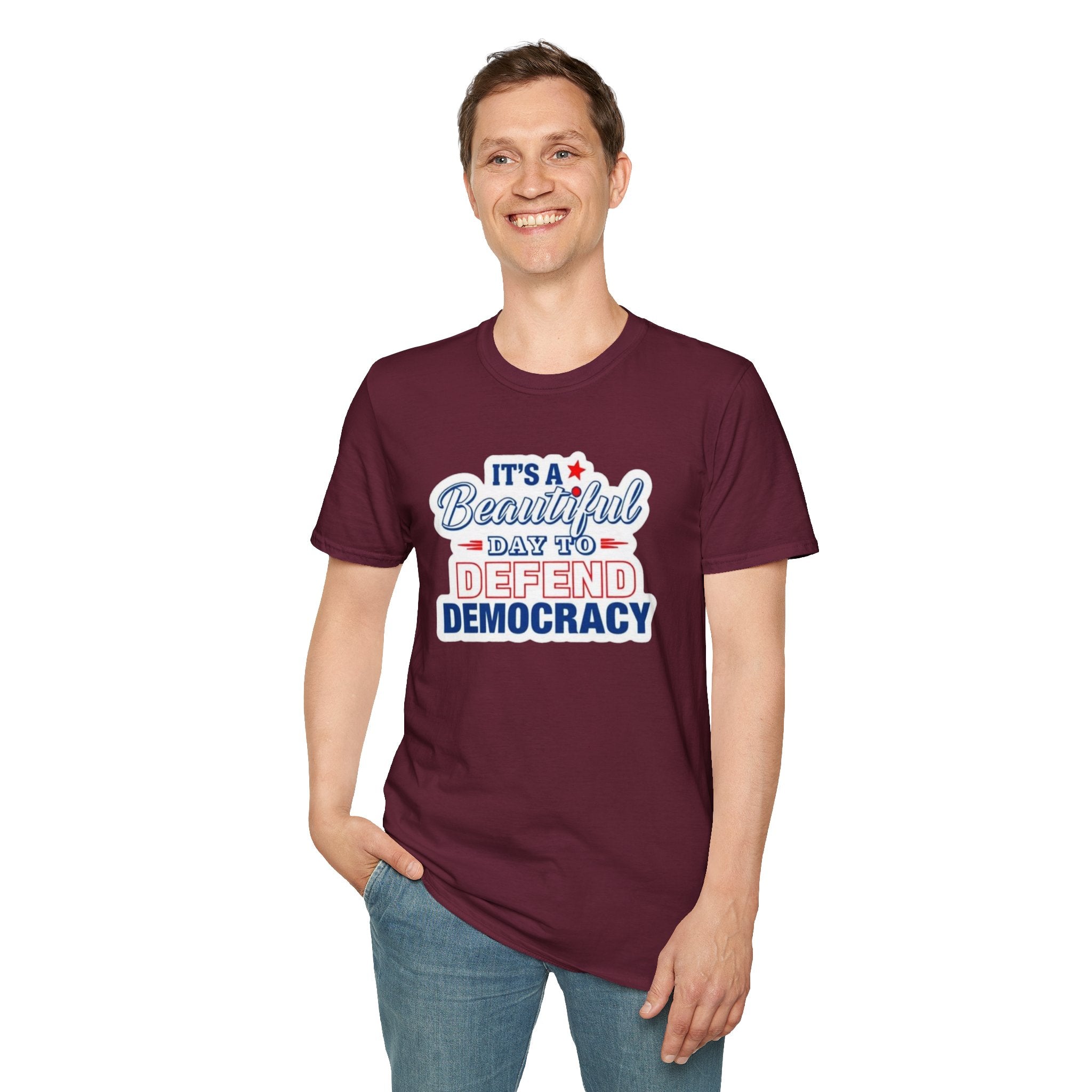 Defend Democracy Unisex Softstyle T-Shirt - Perfect for Activism and Everyday Wear