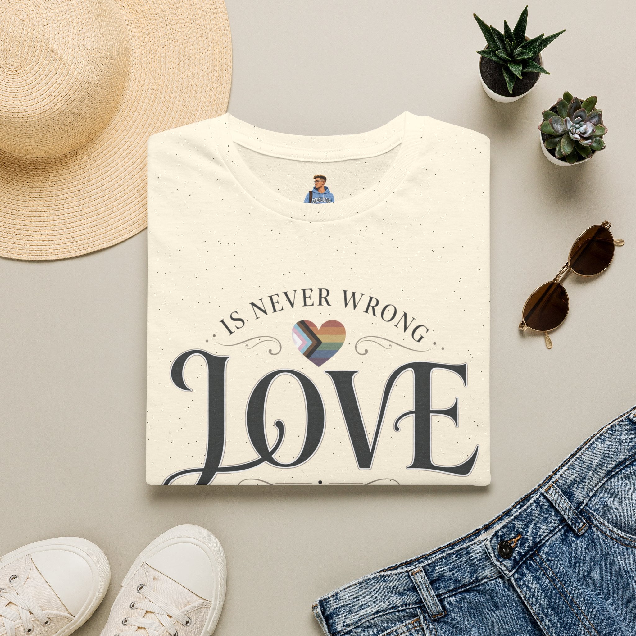 Love Is Never Wrong T-Shirt — LGBTQ+ Pride Heart Tee