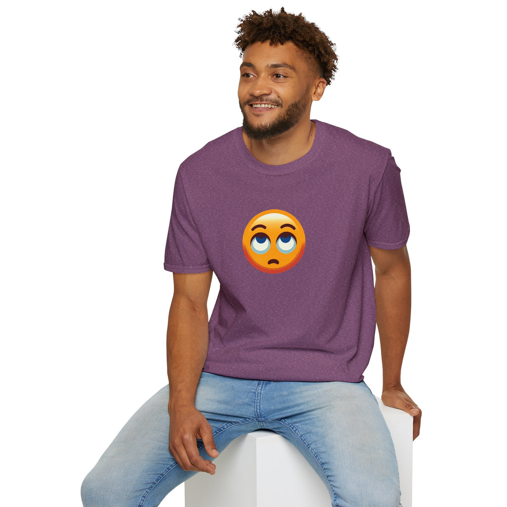 Camiseta unisex de estilo suave con emoji de ojos en blanco | Camiseta gráfica informal para el día a día