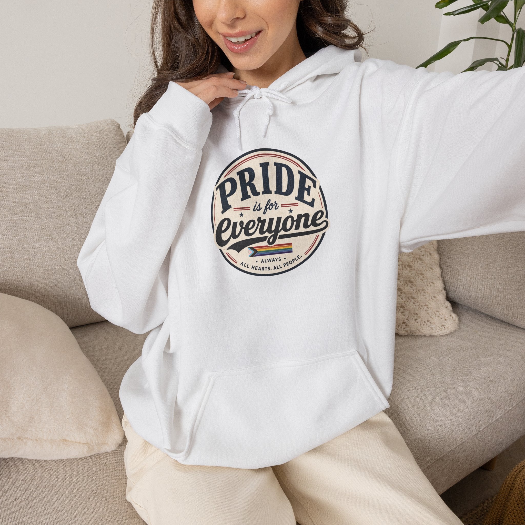 Pride Is For Everyone Pullover Hoodie — Vintage Graphic Inclusivity Sweatshirt