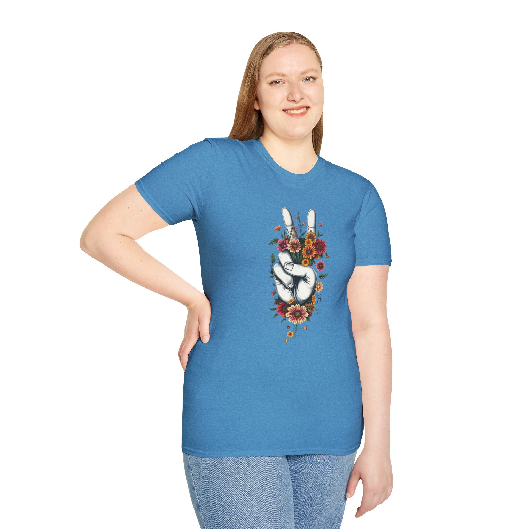 Camiseta unisex de estilo suave Grow Peace: inspiración boho, perfecta para festivales y uso diario
