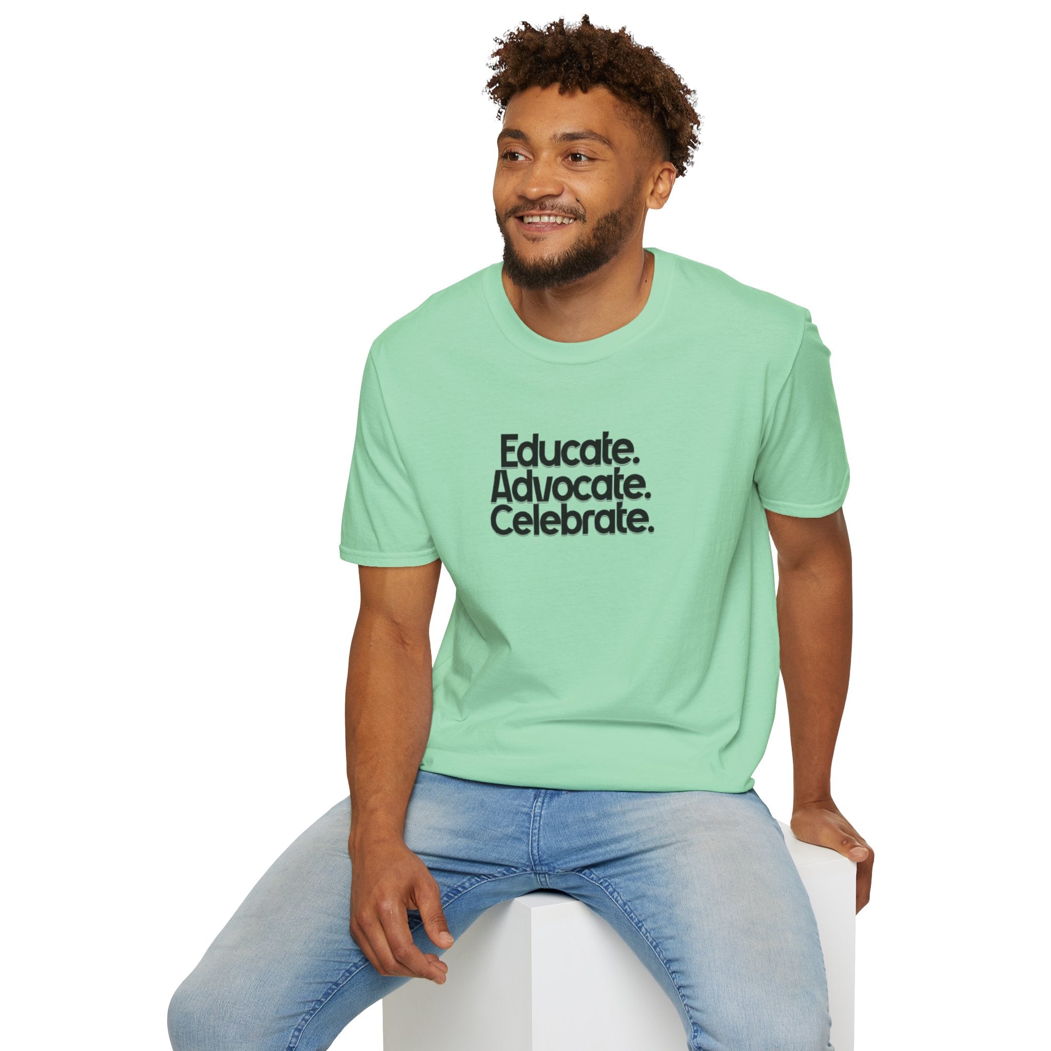 Teacher Advocate T-Shirt - Subtle Pride Educate Advocate Celebrate Design