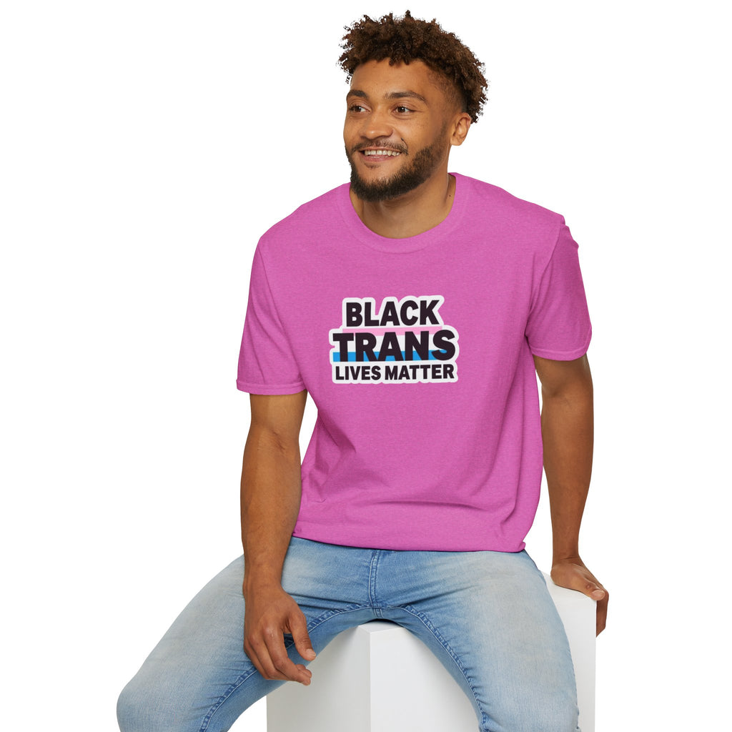 Unisex Softstyle T-Shirt - Black Trans Lives Matter Statement Tee