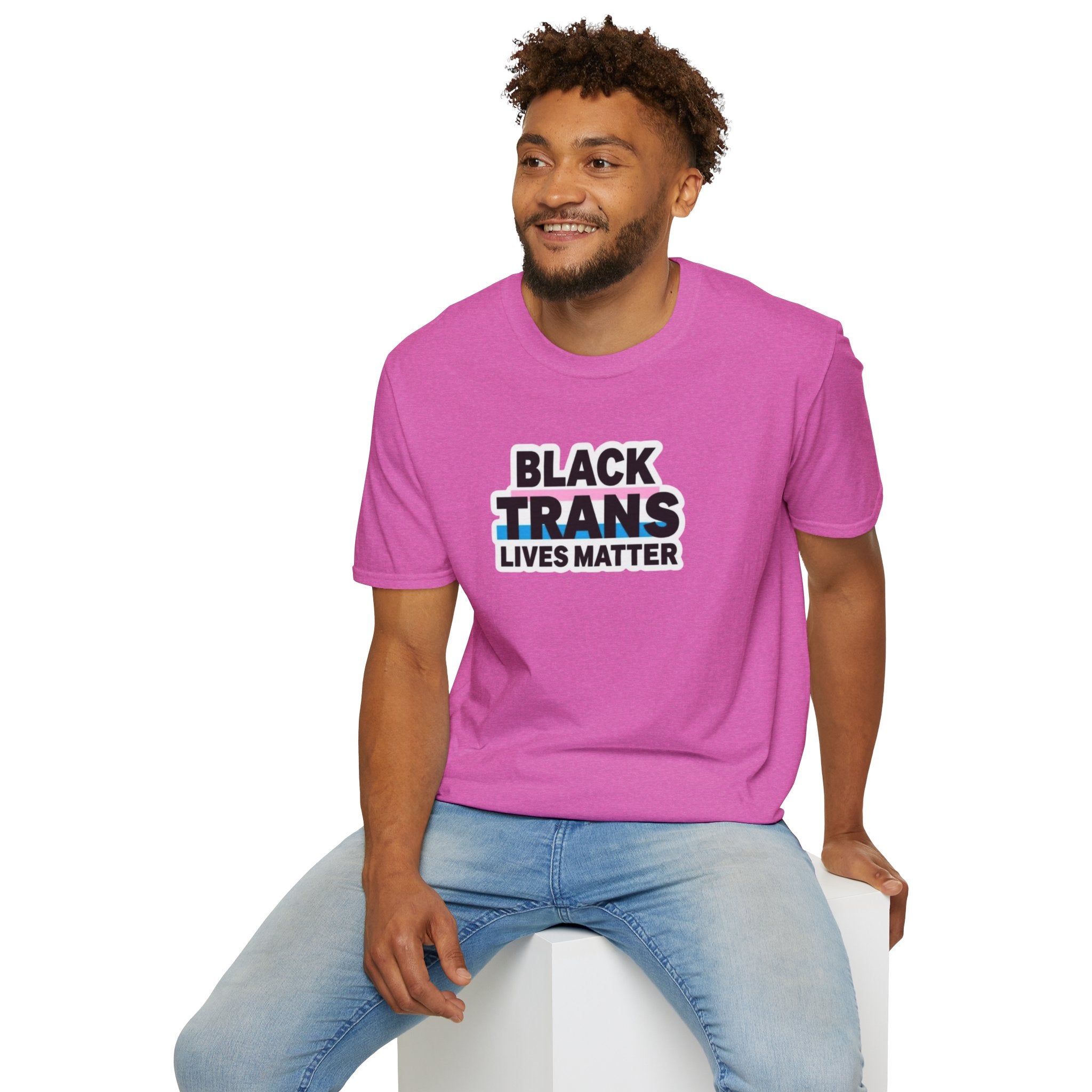 Unisex Softstyle T-Shirt - Black Trans Lives Matter Statement Tee