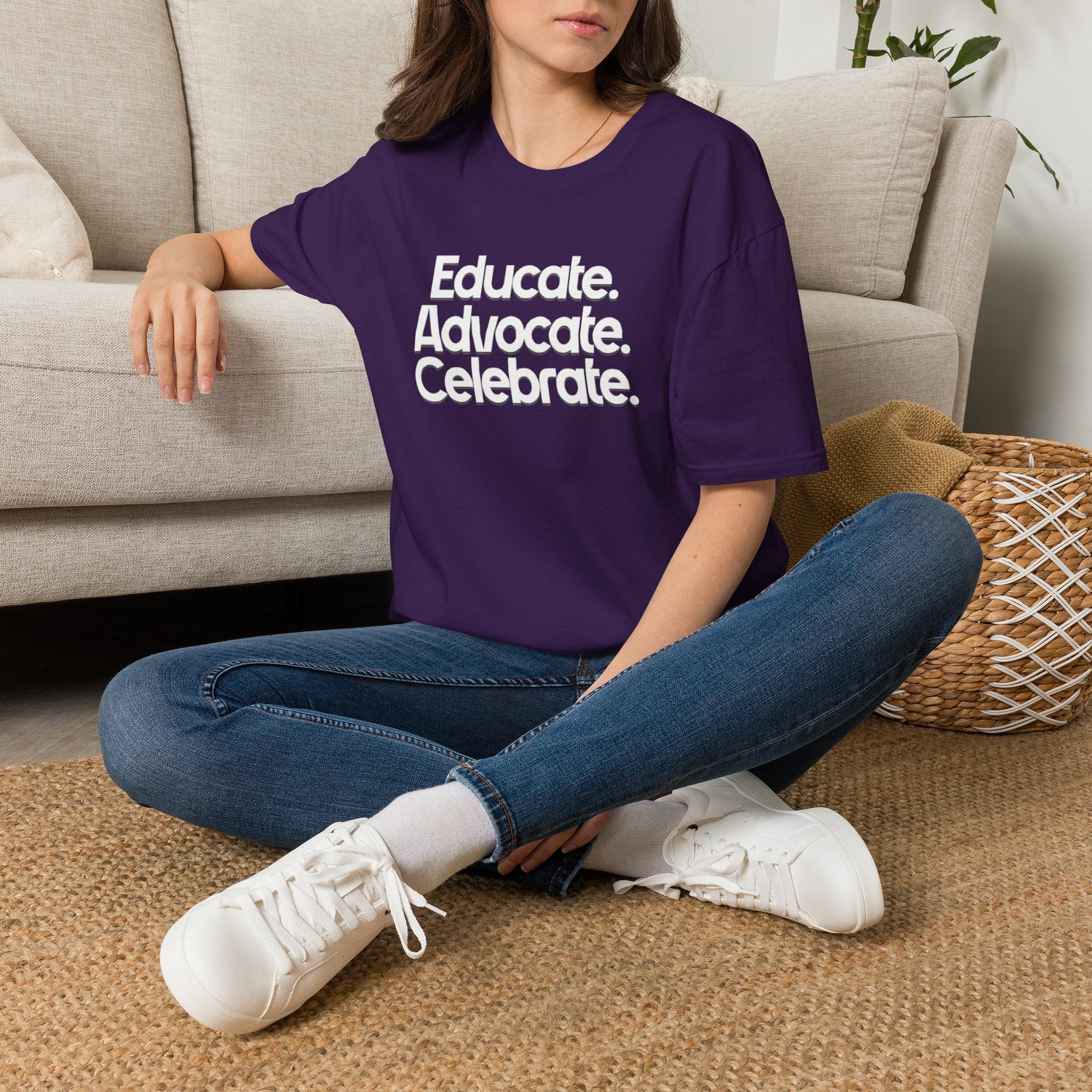 Educate. Advocate. Celebrate. Minimalist Pride T-Shirt