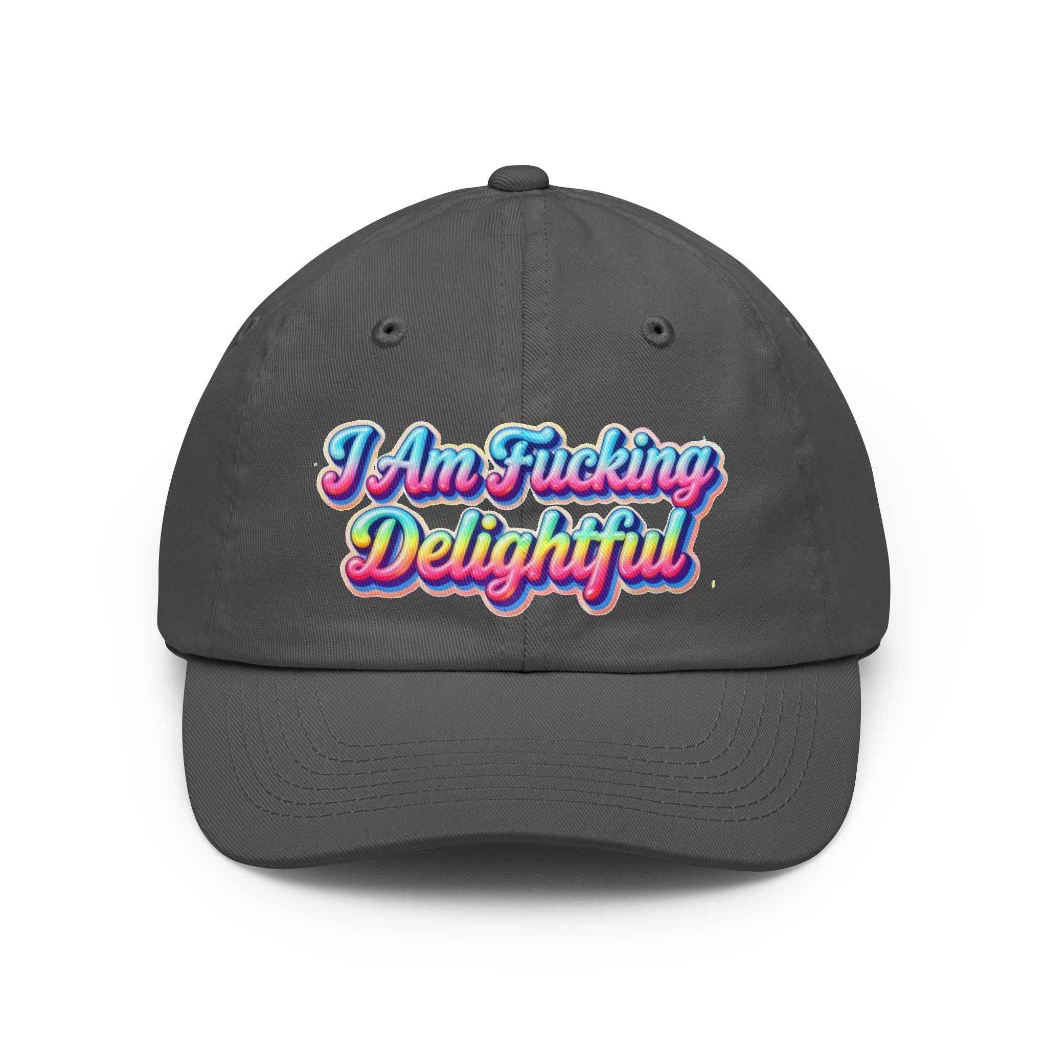 "I Am Fucking Delightful" Retro Rainbow Cap