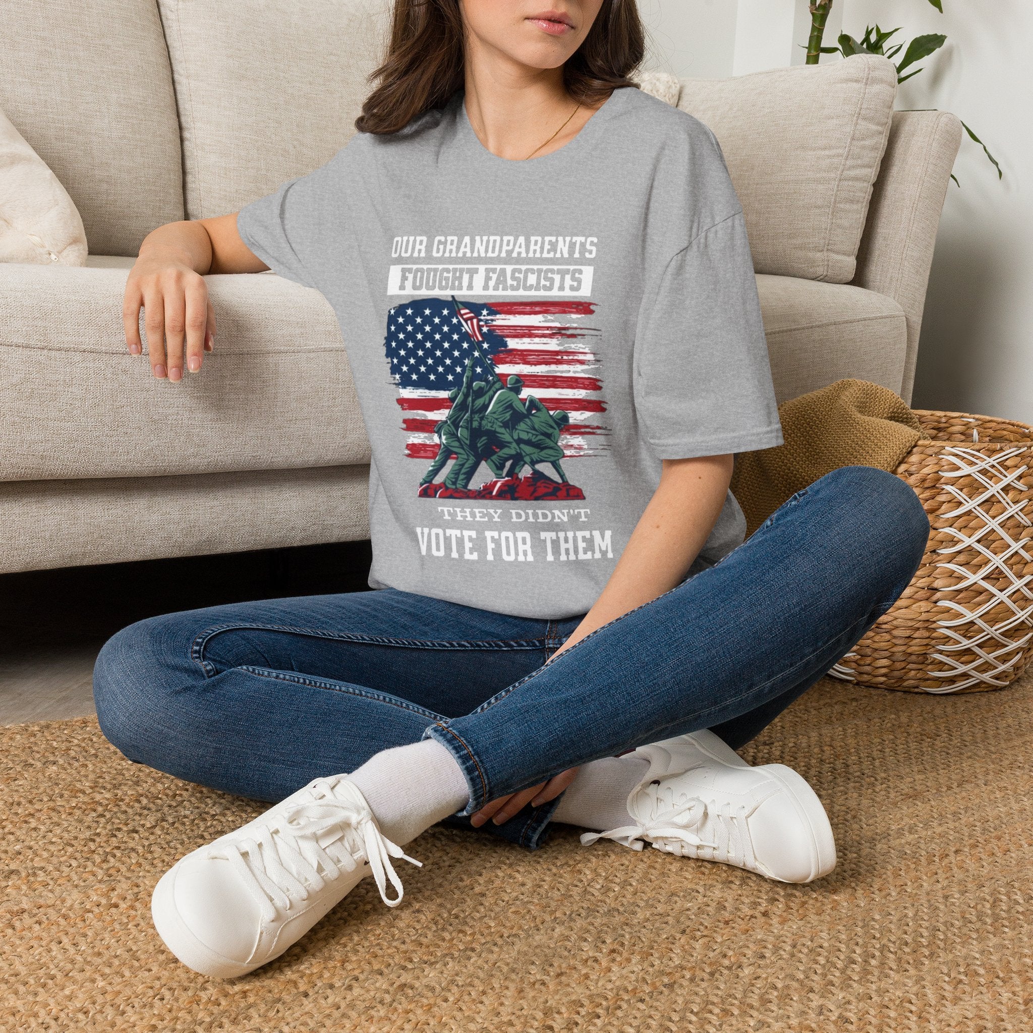 Unisex Softstyle T-Shirt: 'Our Grandparents Fought Fascists' Patriotic Tee