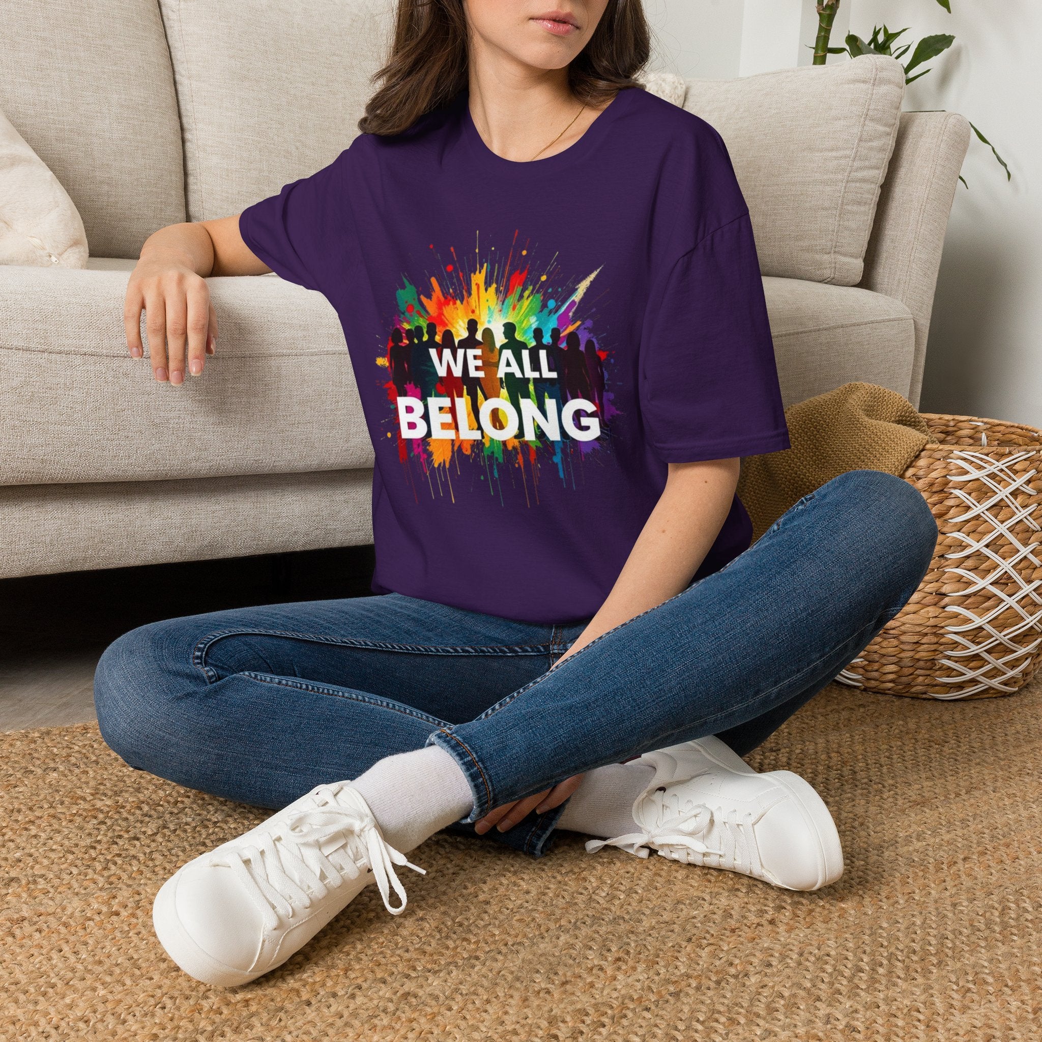 We All Belong Unisex Softstyle T-Shirt - Colorful Pride Tee