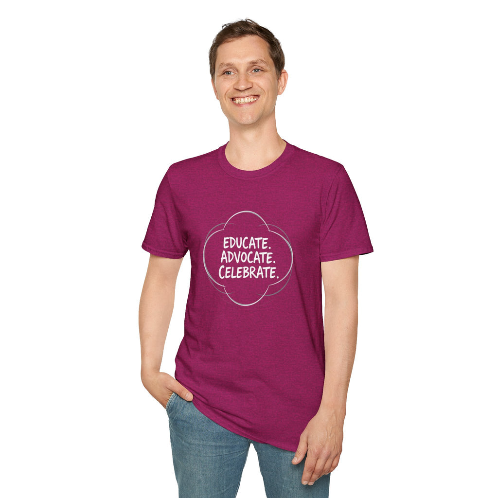Subtle Pride Educate Advocate Celebrate Minimalist T-Shirt for Every Occasion