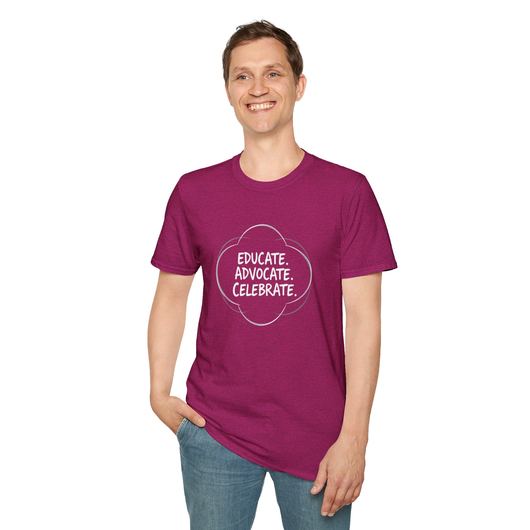 Subtle Pride Educate Advocate Celebrate Minimalist T-Shirt for Every Occasion