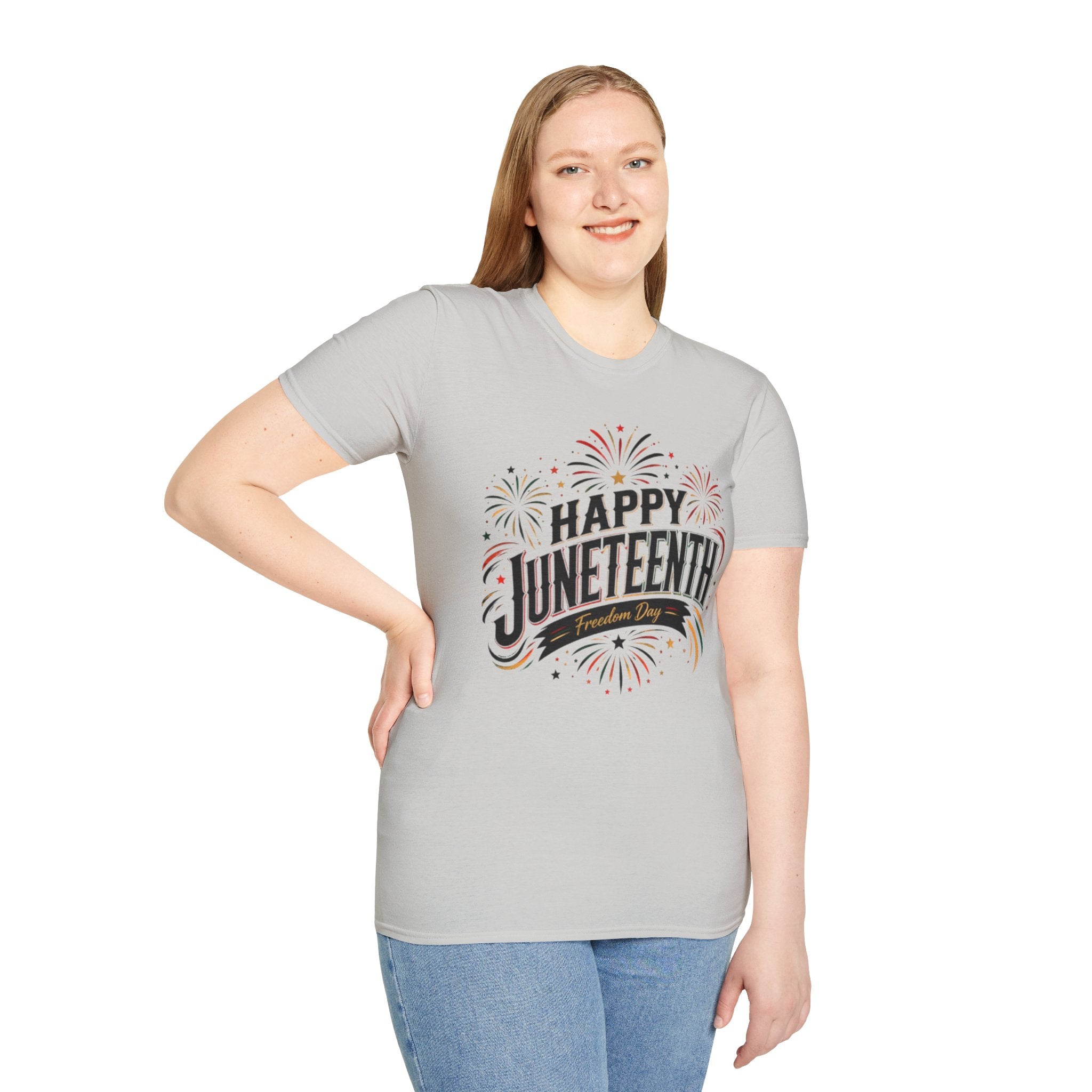 Juneteenth T-Shirt - "Happy Juneteenth" Fireworks Celebration Tee