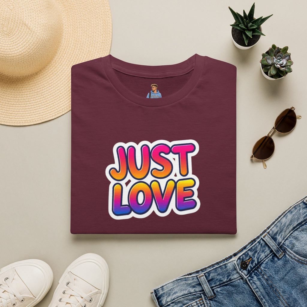 Camiseta unisex de estilo suave Just Love | Perfecta para el orgullo, los aniversarios y el uso diario