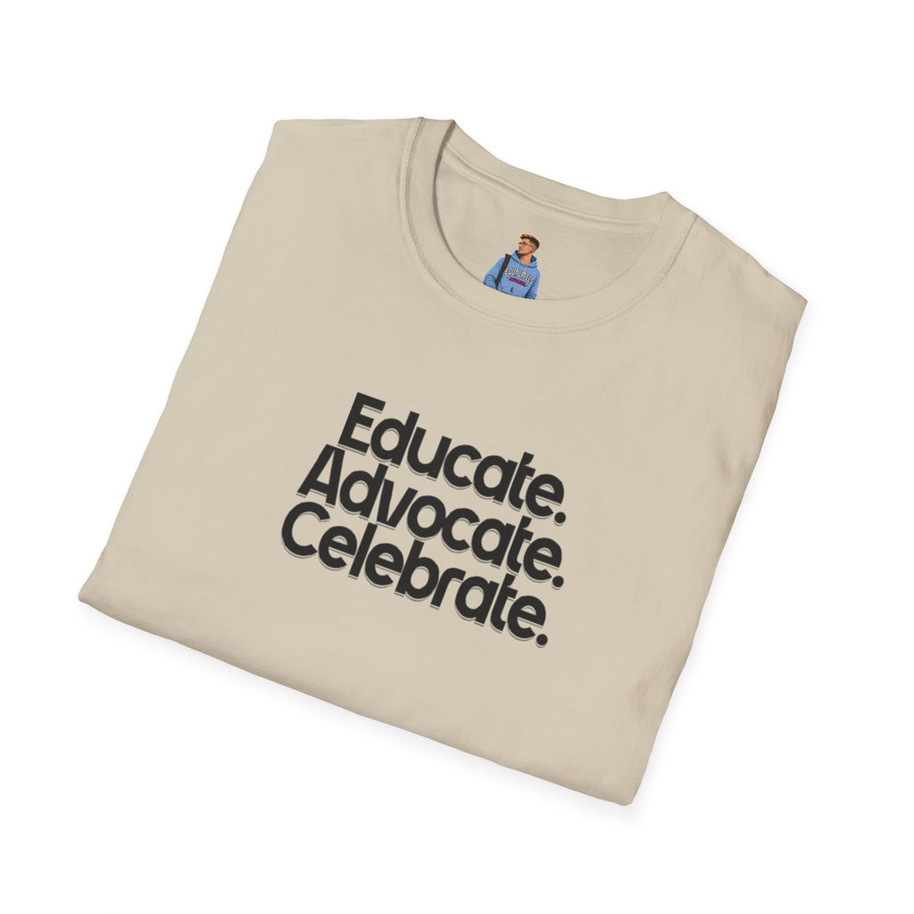 Teacher Advocate T-Shirt - Subtle Pride Educate Advocate Celebrate Design