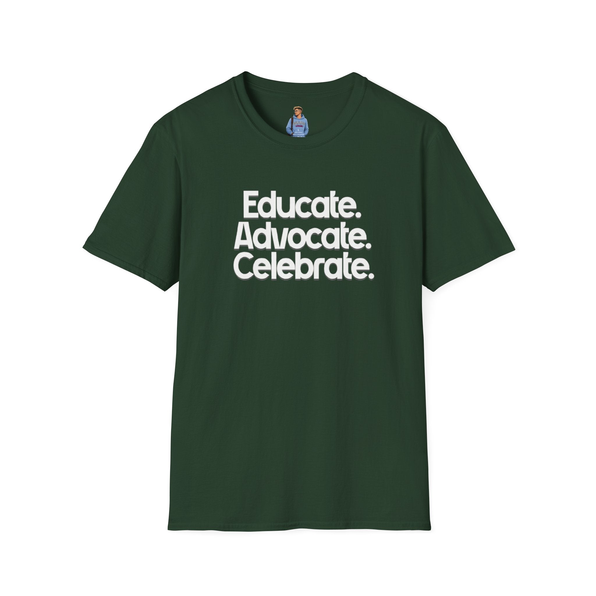 Educate. Advocate. Celebrate. Minimalist Pride T-Shirt