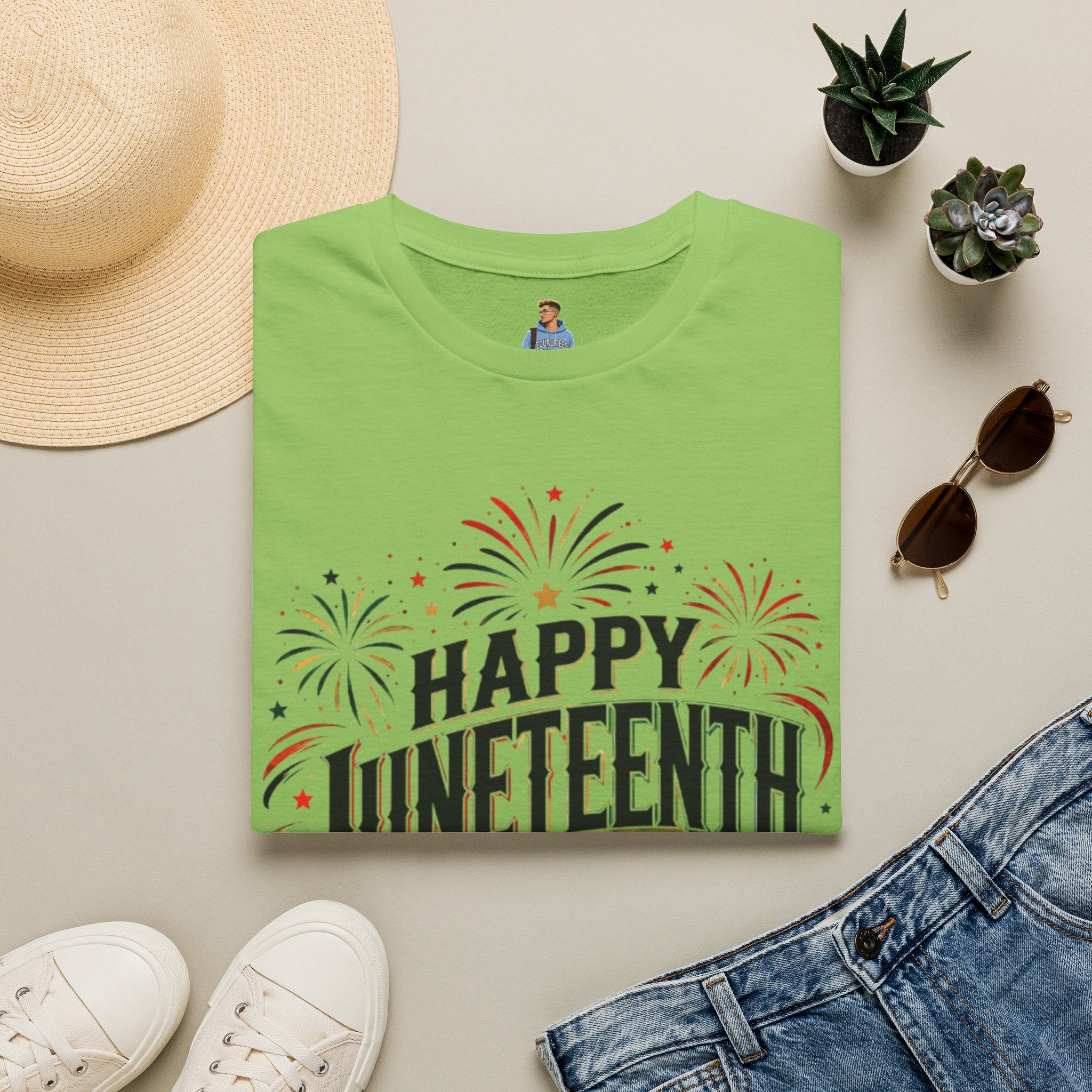 Juneteenth T-Shirt - "Happy Juneteenth" Fireworks Celebration Tee