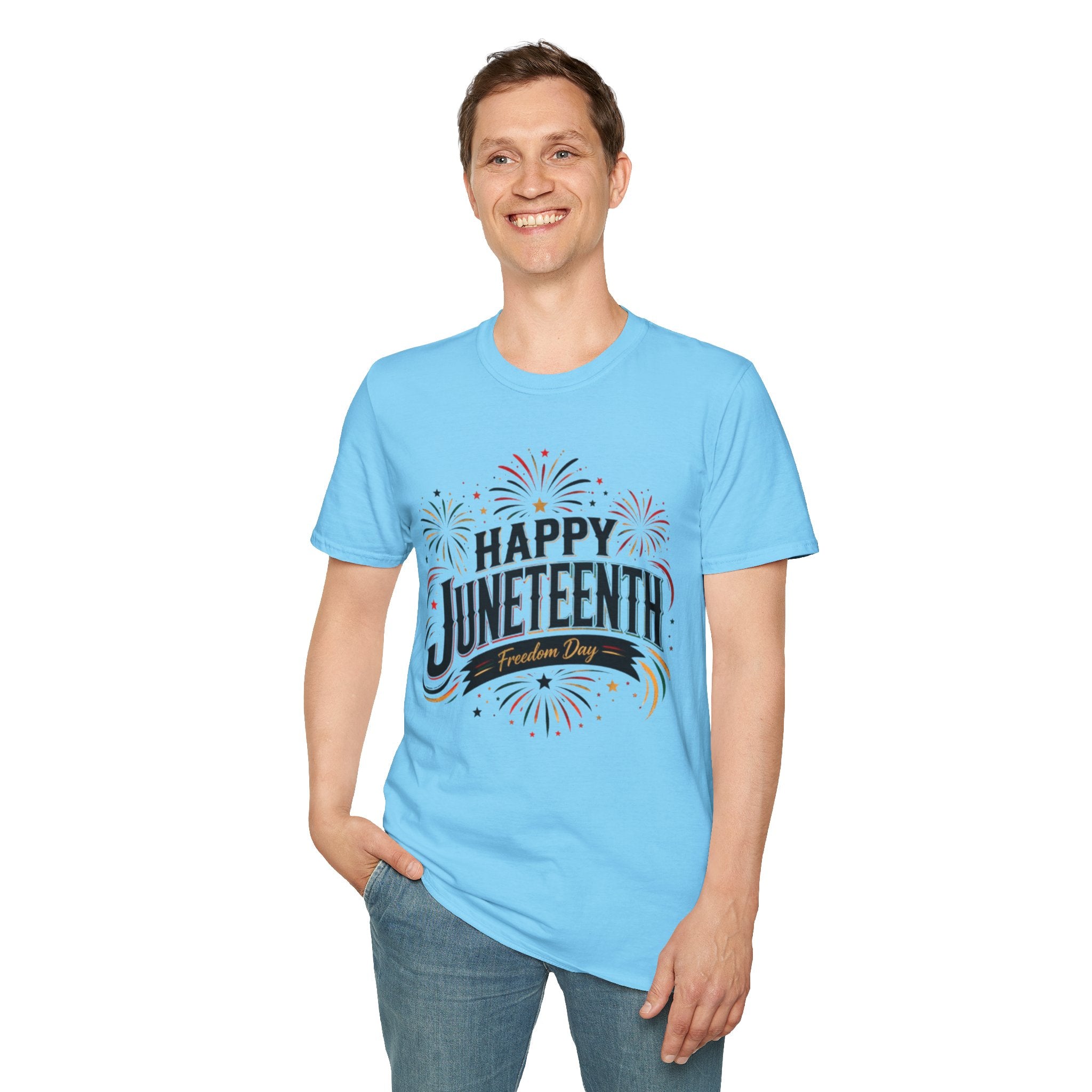 Juneteenth T-Shirt - "Happy Juneteenth" Fireworks Celebration Tee