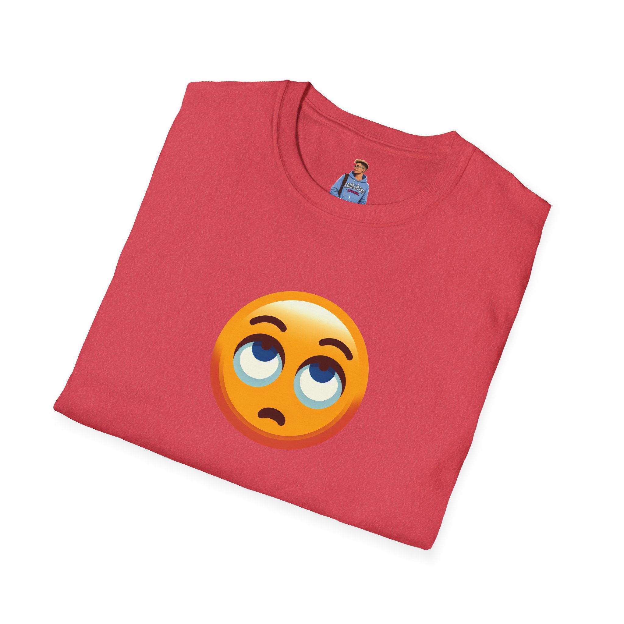 Camiseta unisex de estilo suave con emoji de ojos en blanco | Camiseta gráfica informal para el día a día