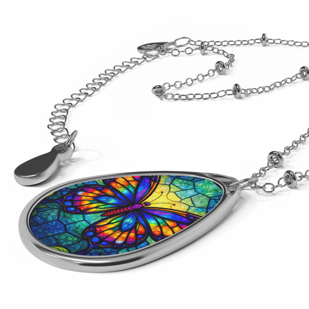 Beautiful Butterfly Teardrop Pendant Necklace