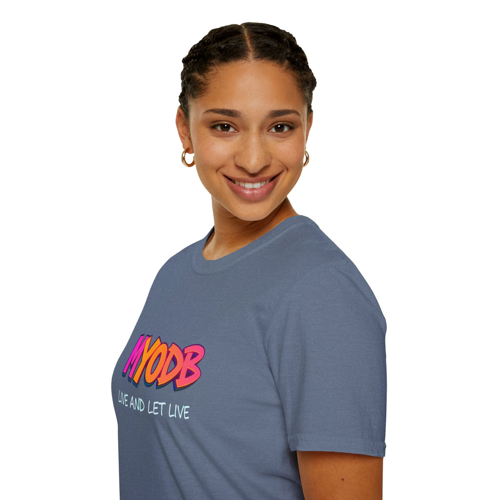 Camiseta MYODB "Vive y deja vivir" | Camiseta unisex de estilo suave | Ropa informal