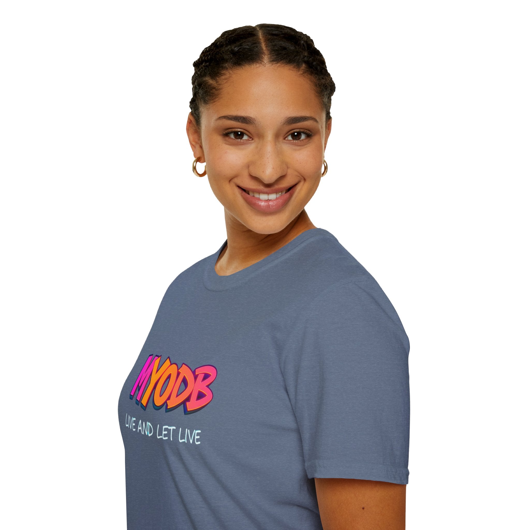 Camiseta MYODB "Vive y deja vivir" | Camiseta unisex de estilo suave | Ropa informal
