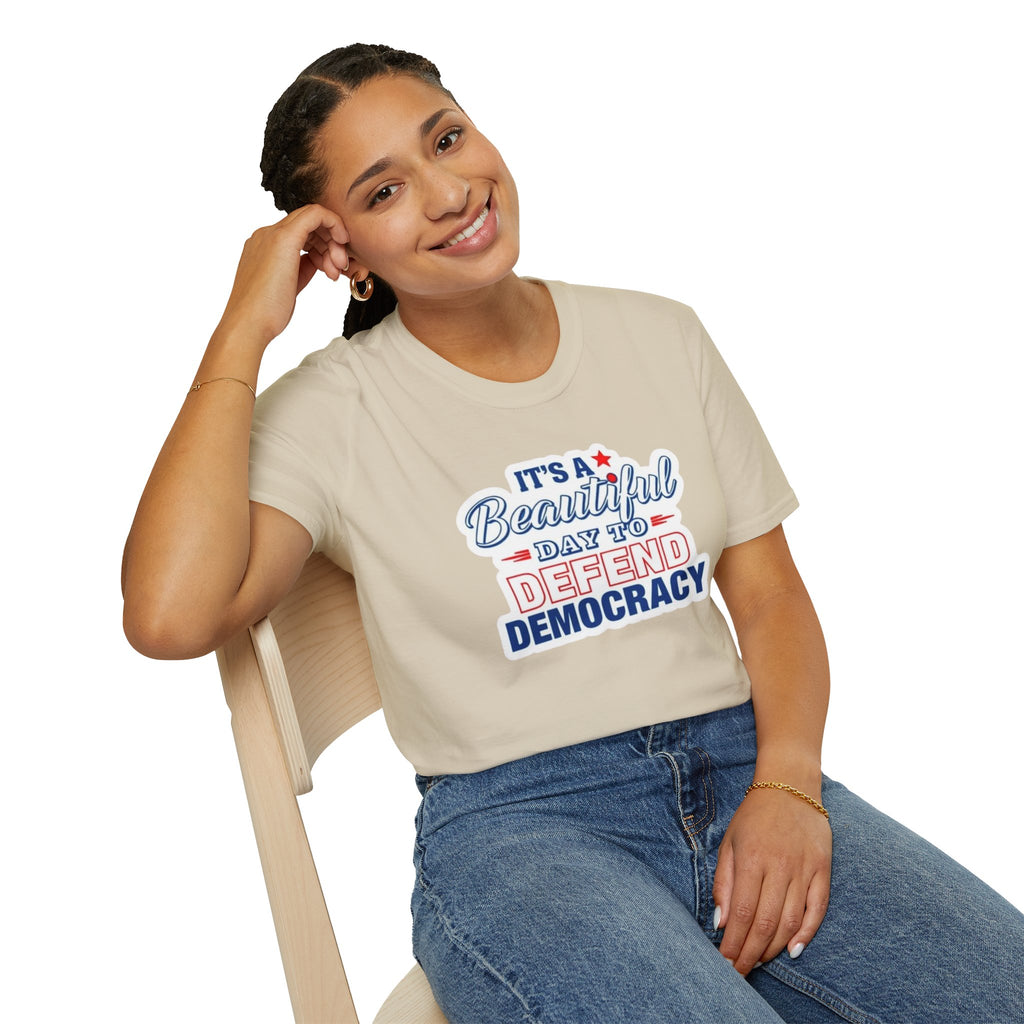 Defend Democracy Unisex Softstyle T-Shirt - Perfect for Activism and Everyday Wear