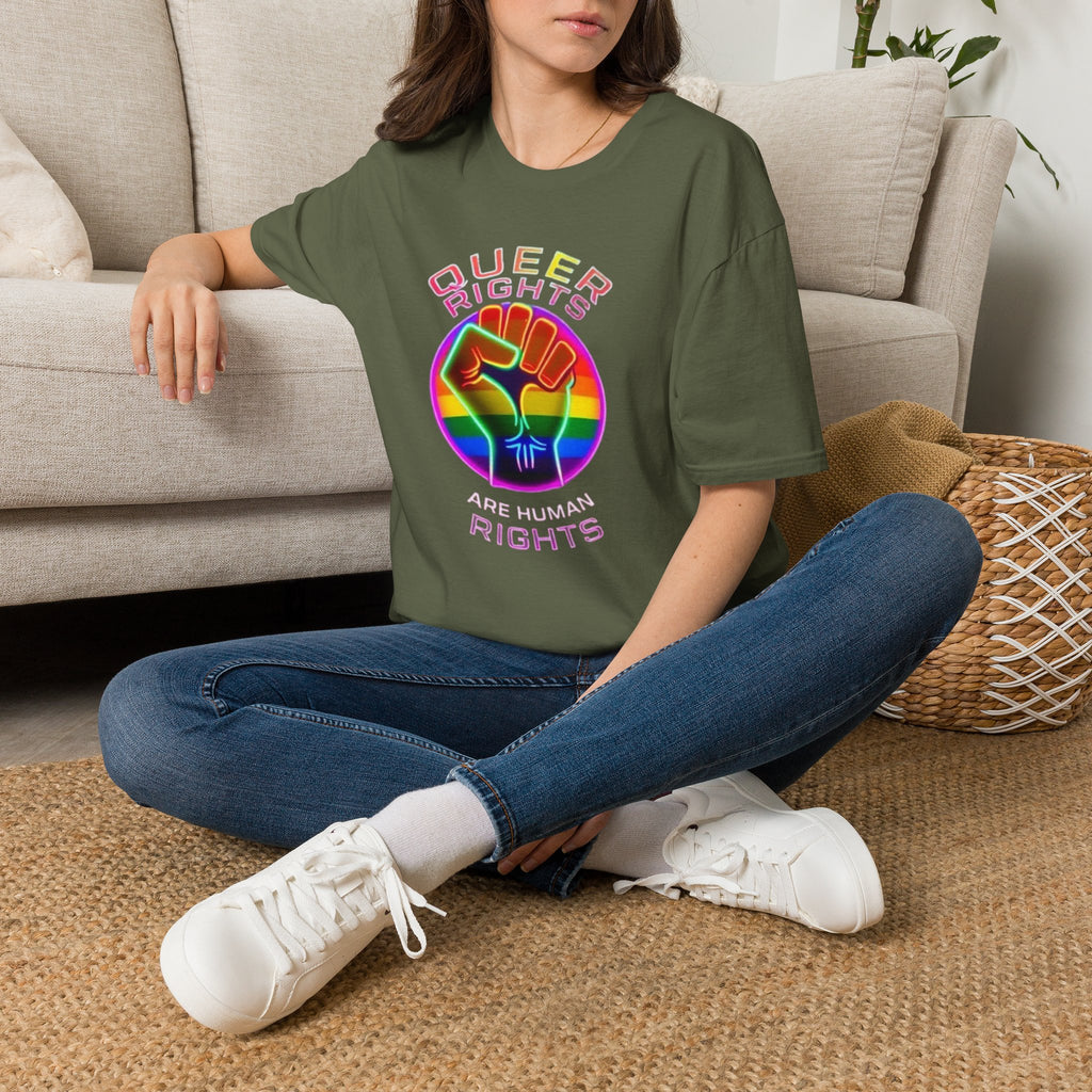Unisex Softstyle T-Shirt - Queer Rights Are Human Rights Statement Tee