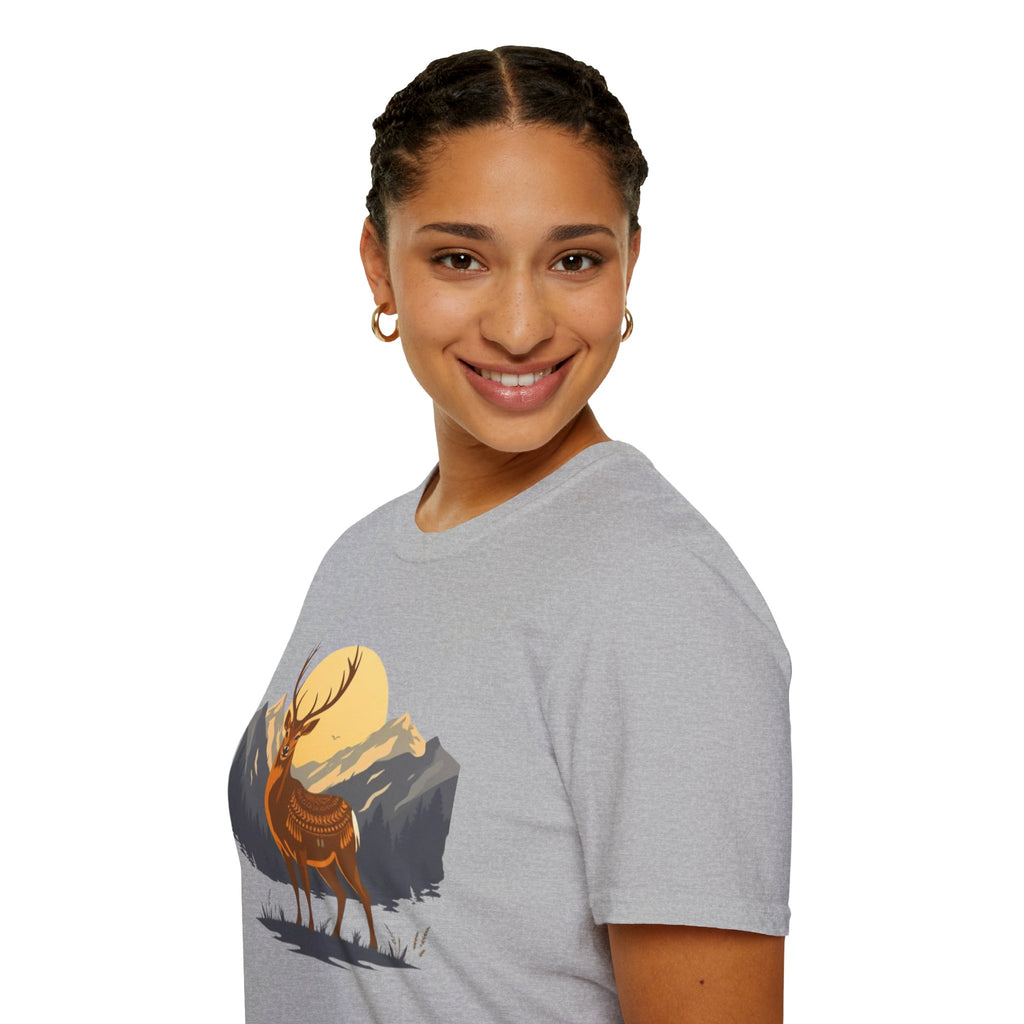 Mountain Sunset Deer Unisex Softstyle T-Shirt