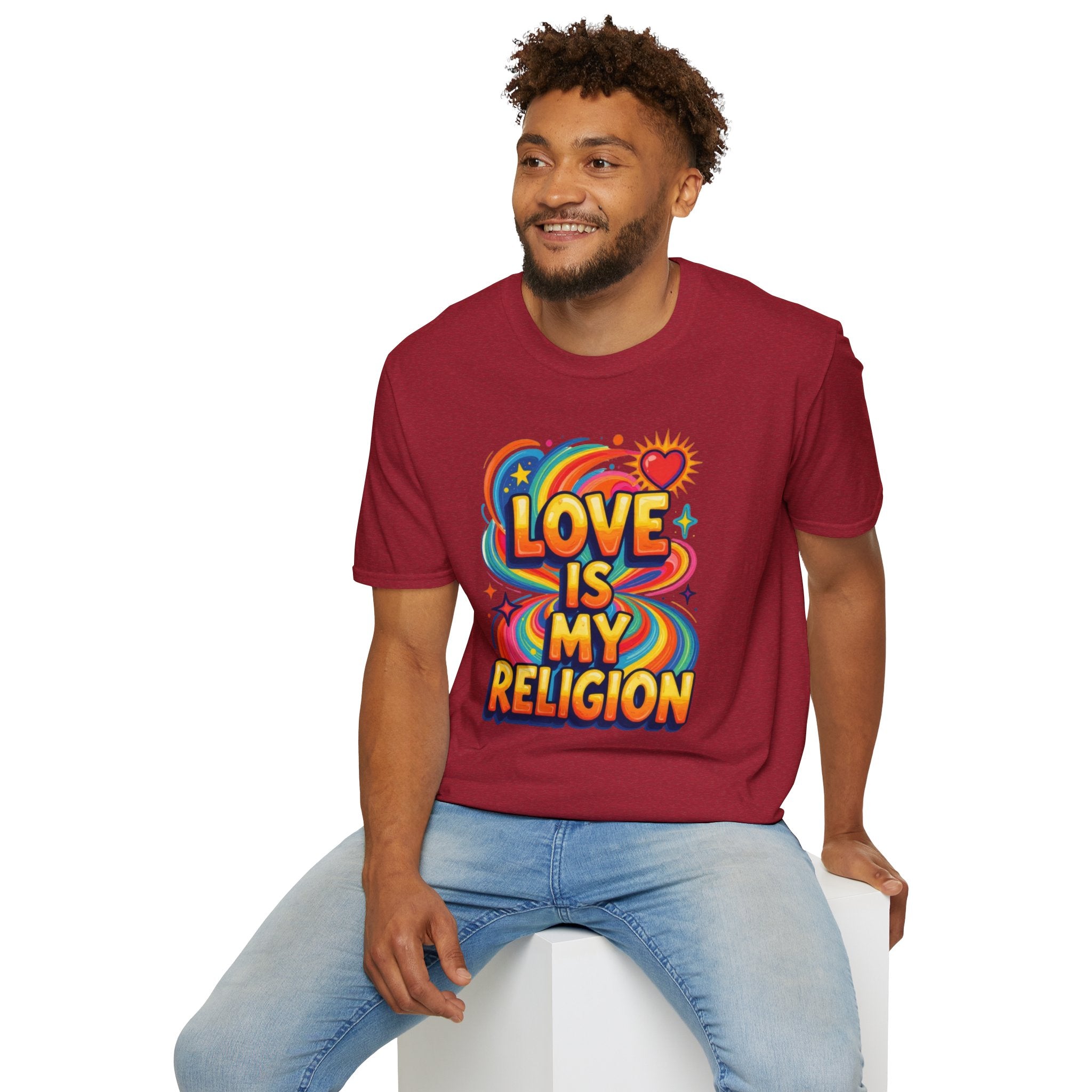 Love Is My Religion Retro Rainbow Graphic T-shirt