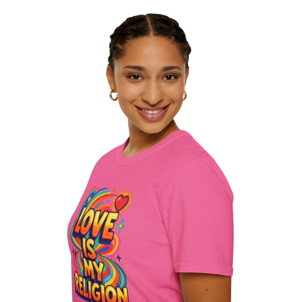Love Is My Religion Retro Rainbow Graphic T-shirt