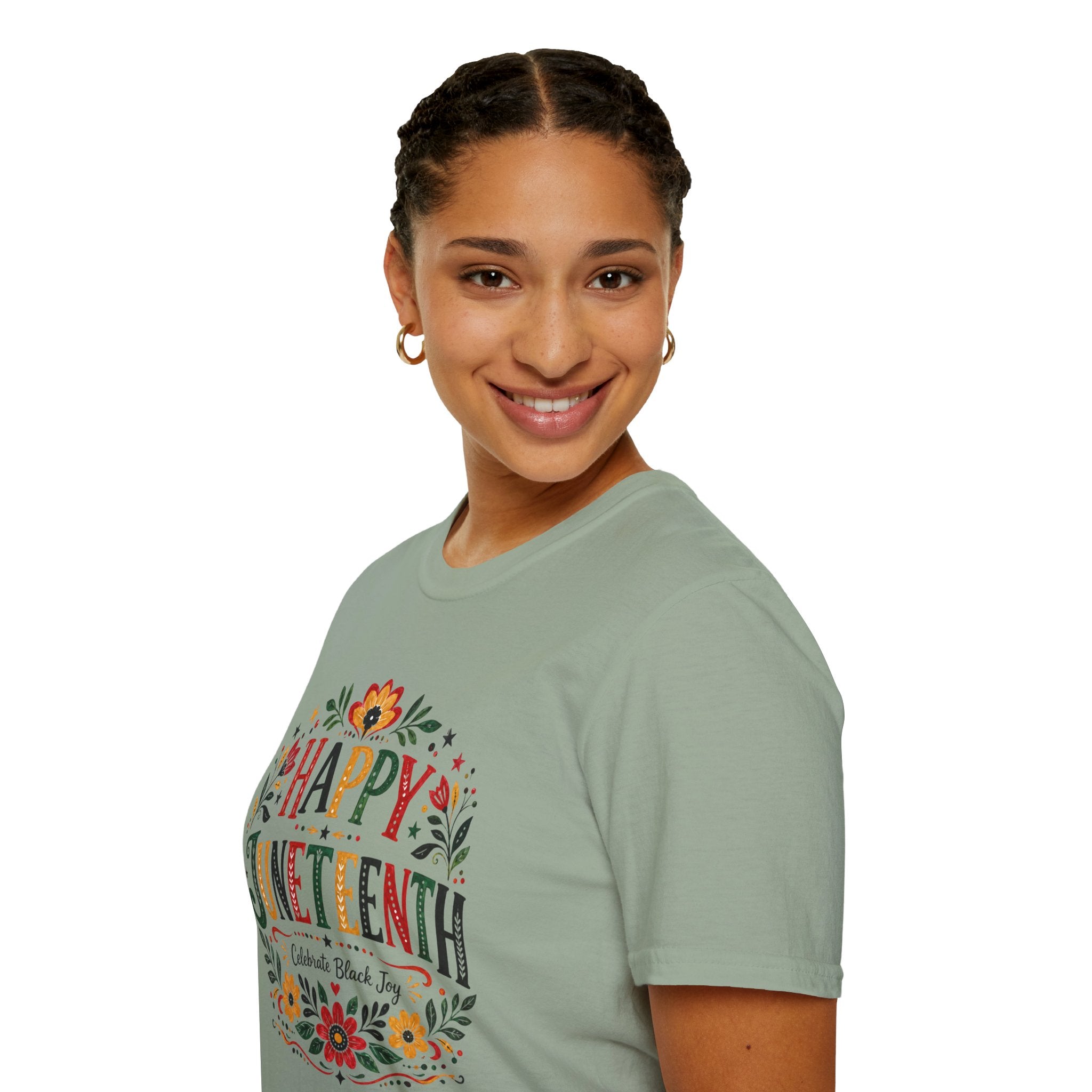 Juneteenth T-Shirt — "Happy Juneteenth" Floral Celebration Tee