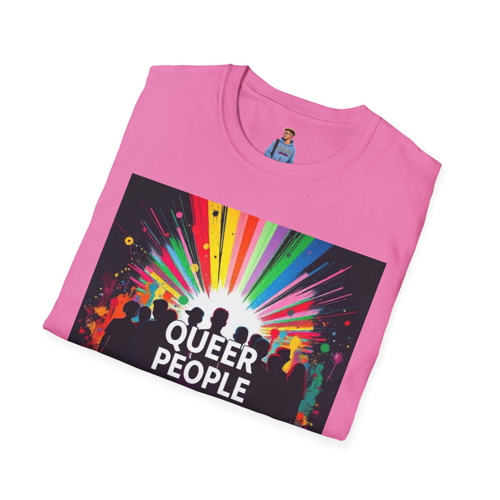 Unisex Softstyle T-Shirt - 'Queer People Belong Everywhere' Pride Graphic Tee