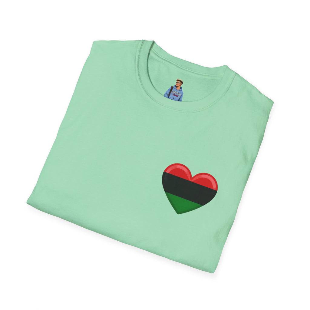 Camiseta unisex de estilo suave Unity and Heritage con corazón panafricano