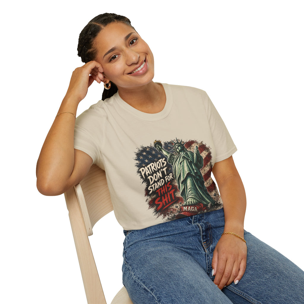 Patriots Don’t Stand For This T-Shirt — Statue of Liberty & Distressed Flag Graphic