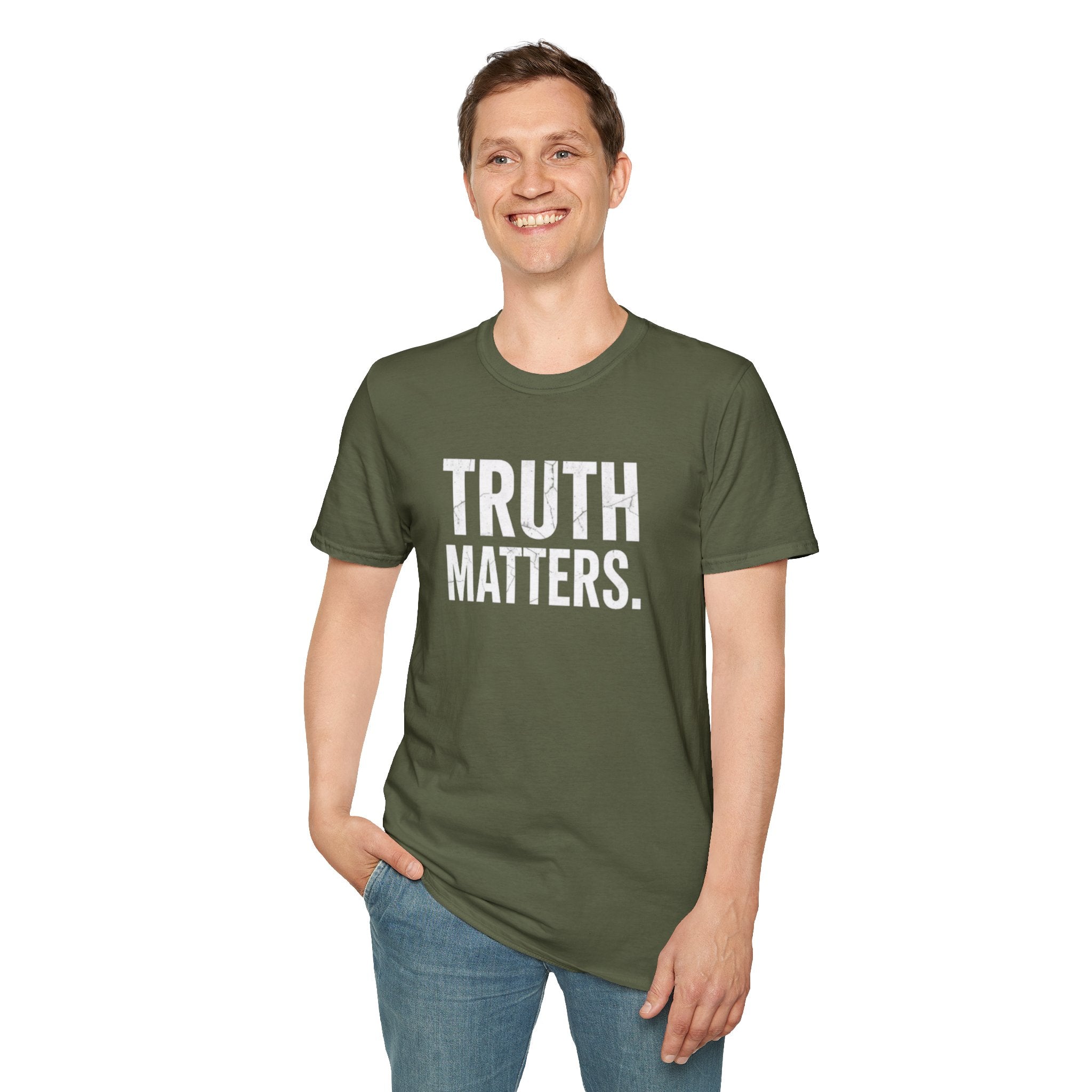 Camiseta unisex de estilo suave: camiseta con el lema "La verdad importa", ideal para activistas y uso diario.