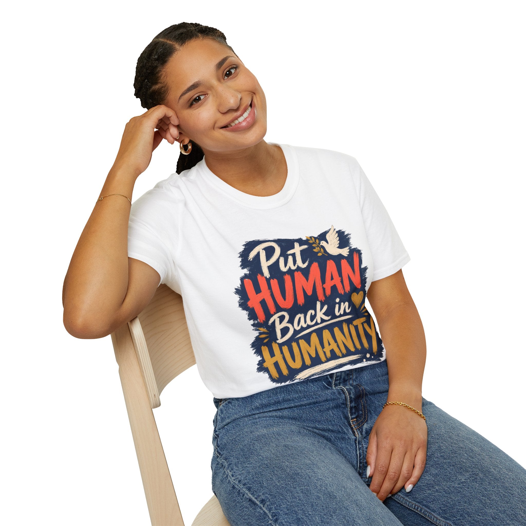 Put Human Back in Humanity T-Shirt — Inspirational Peace Dove Tee