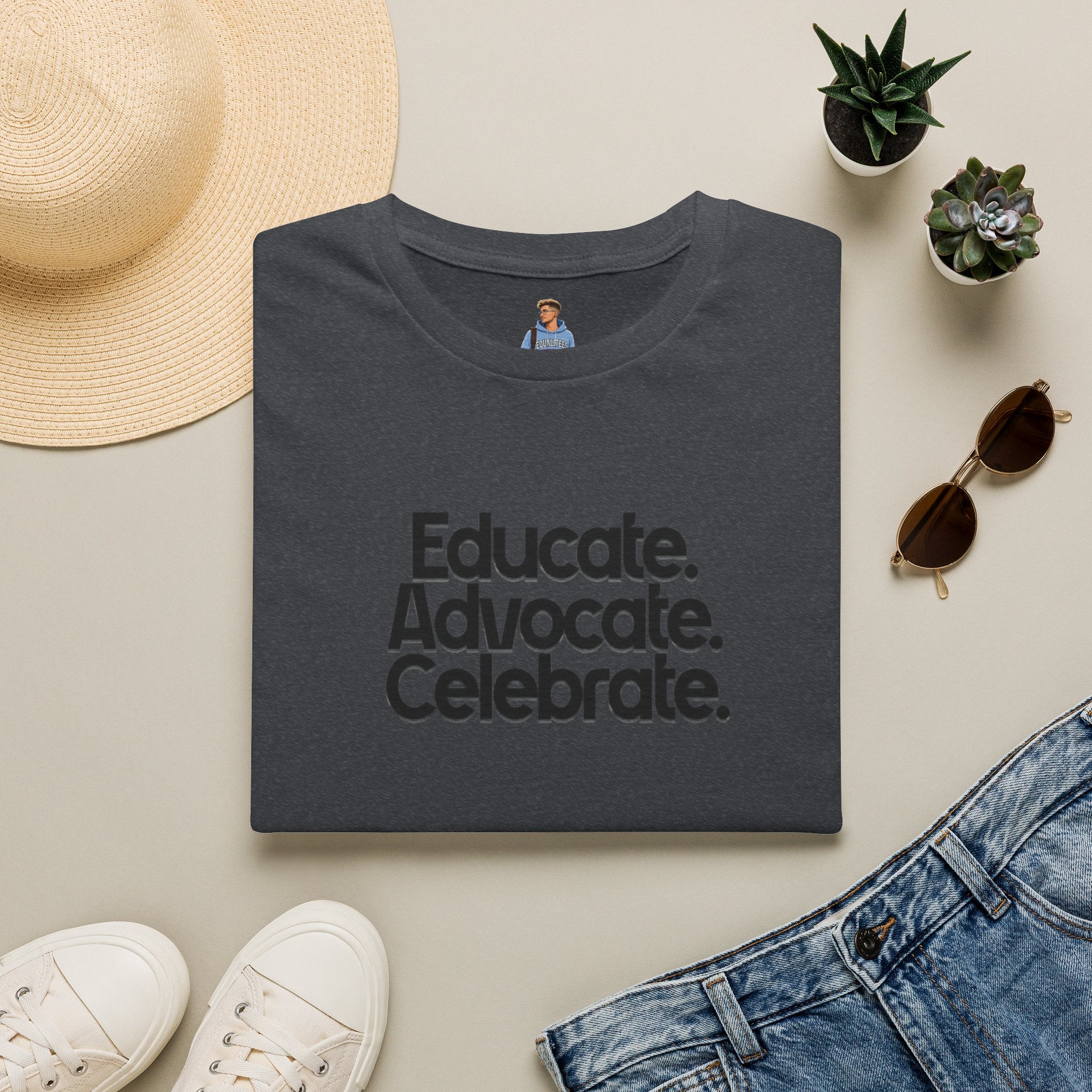 Teacher Advocate T-Shirt - Subtle Pride Educate Advocate Celebrate Design