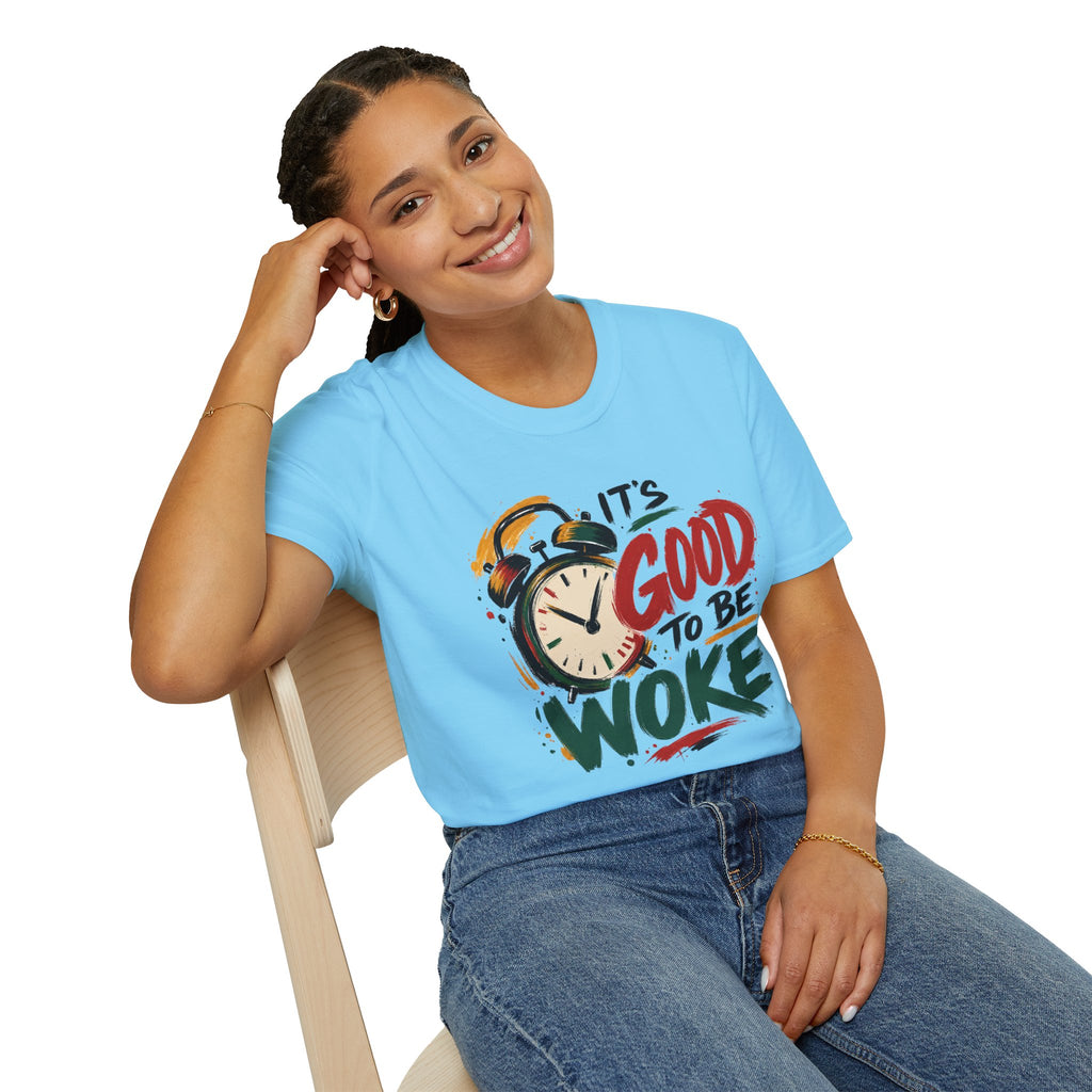 T-Shirt — "It's Good To Be Woke" Graphic Tee (Alarm Clock Design)