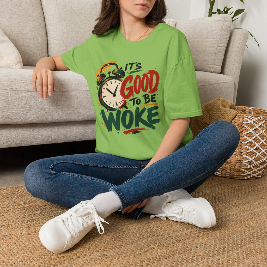 T-Shirt — "It's Good To Be Woke" Graphic Tee (Alarm Clock Design)