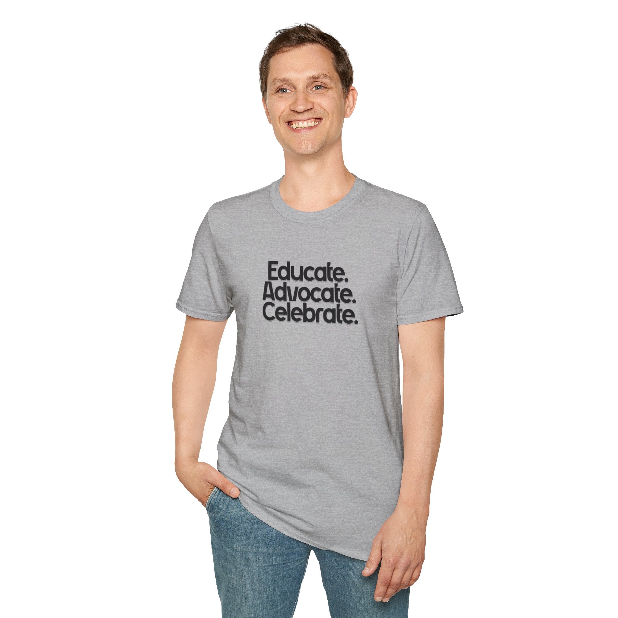 Teacher Advocate T-Shirt - Subtle Pride Educate Advocate Celebrate Design
