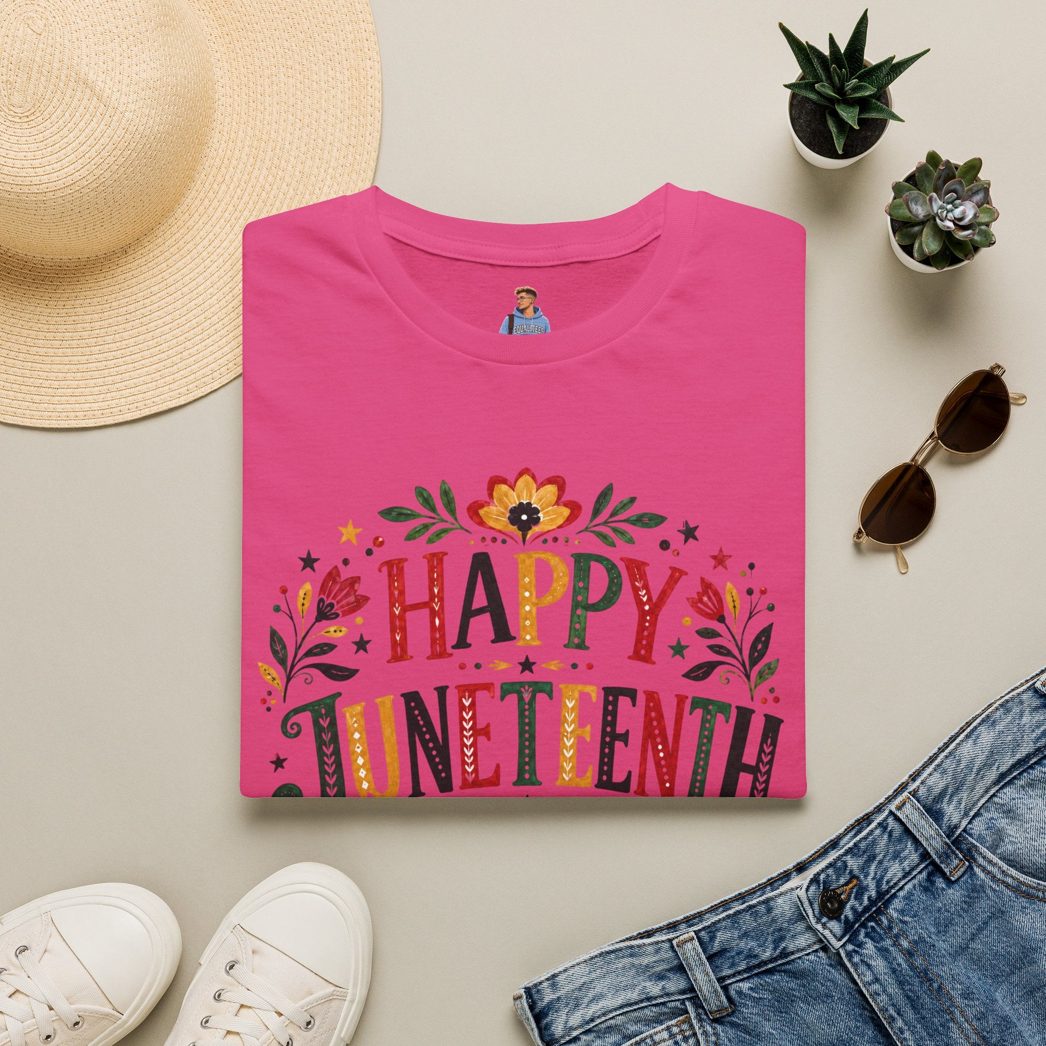 Juneteenth T-Shirt — "Happy Juneteenth" Floral Celebration Tee