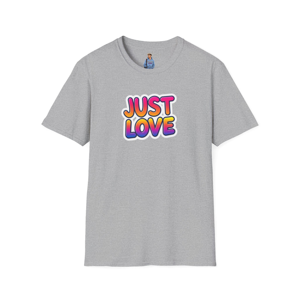 Camiseta unisex de estilo suave Just Love | Perfecta para el orgullo, los aniversarios y el uso diario