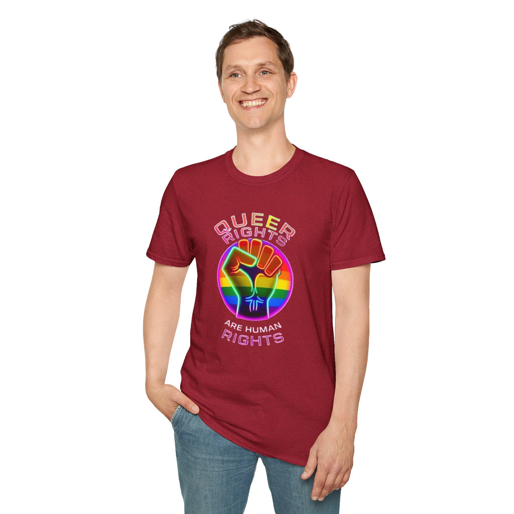 Unisex Softstyle T-Shirt - Queer Rights Are Human Rights Statement Tee